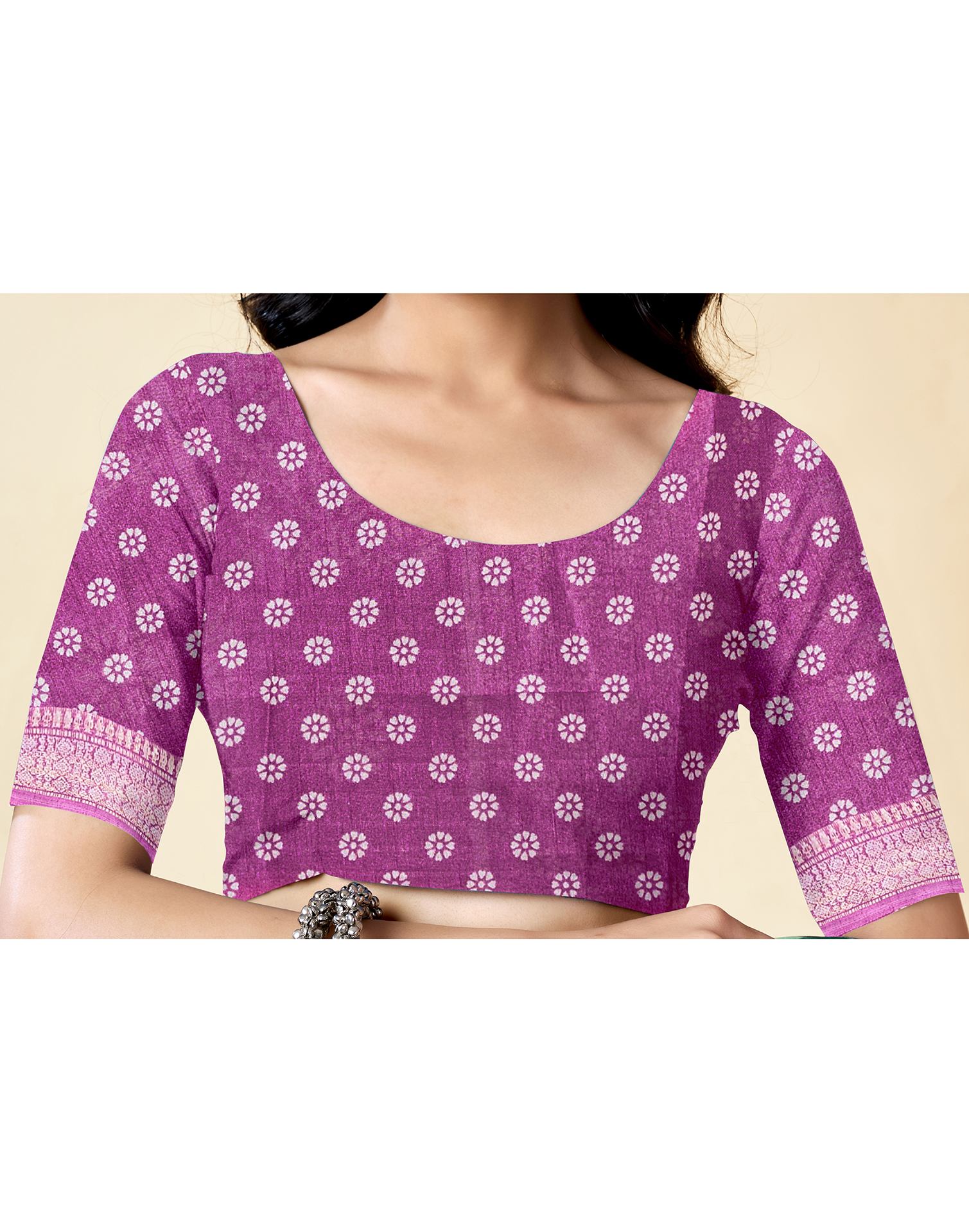 Magenta Dola Silk Printed Saree