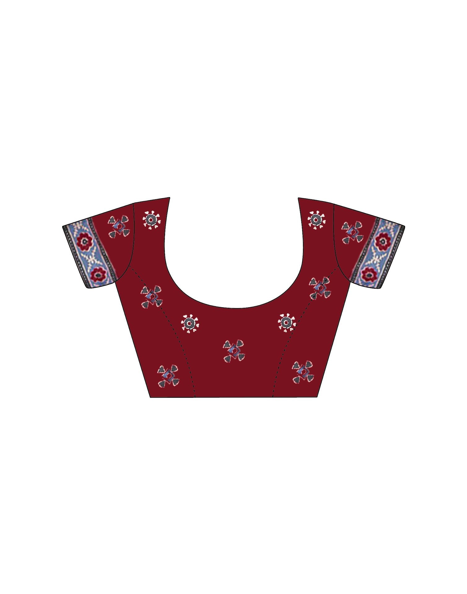 Marron Pure Cotton Printed Saree