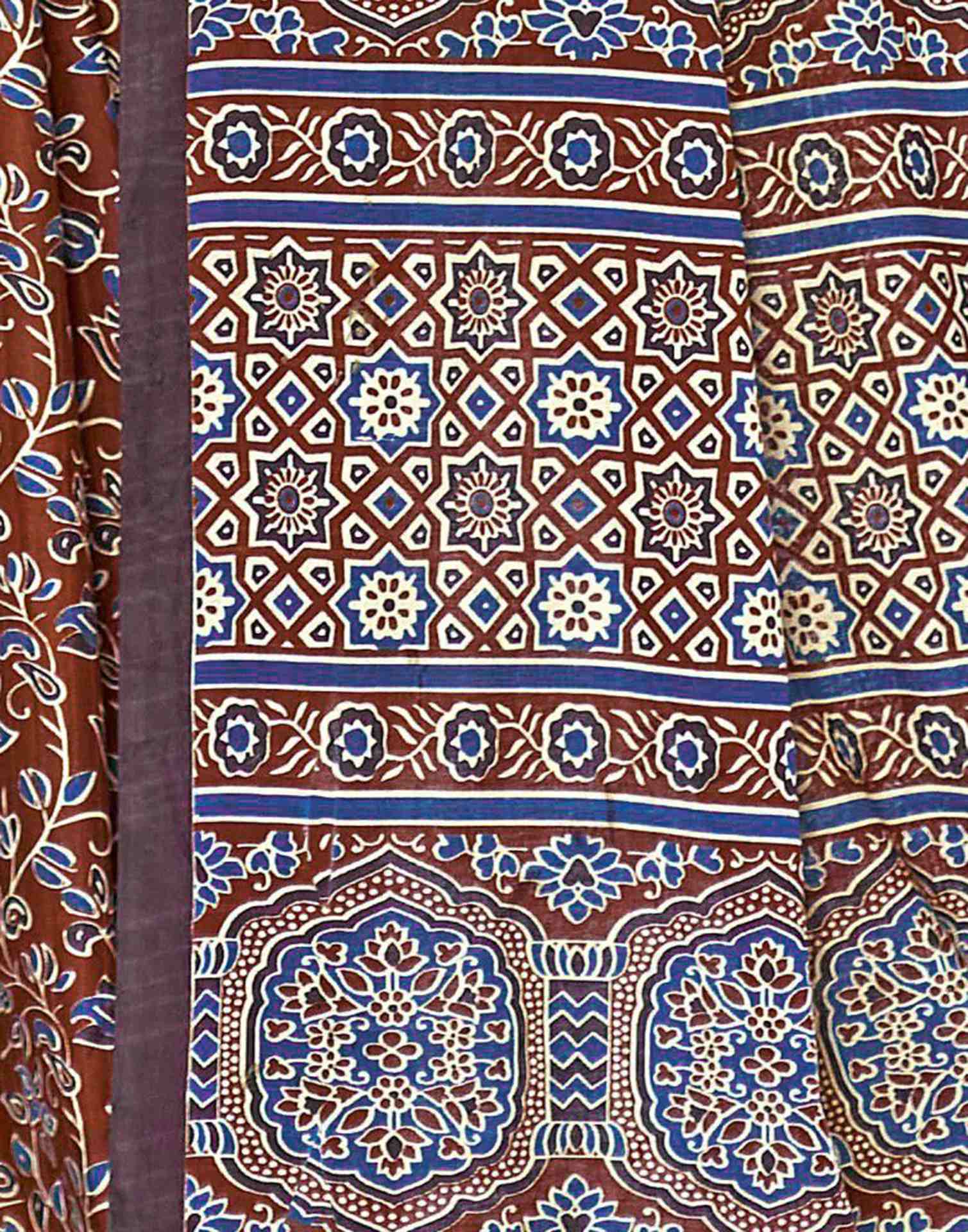 Brown Pure Cotton Printed Saree
