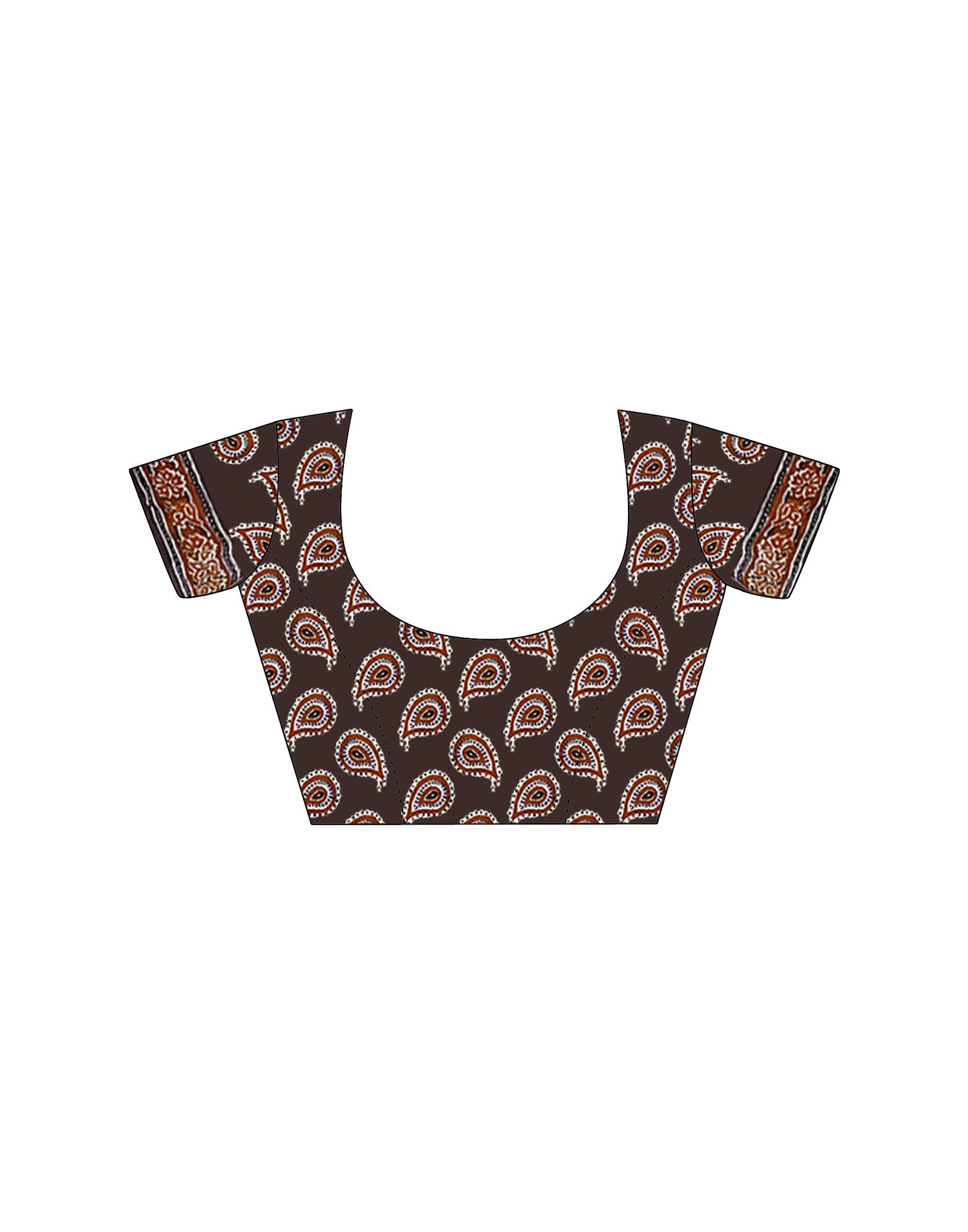 Brown Pure Cotton Printed Saree