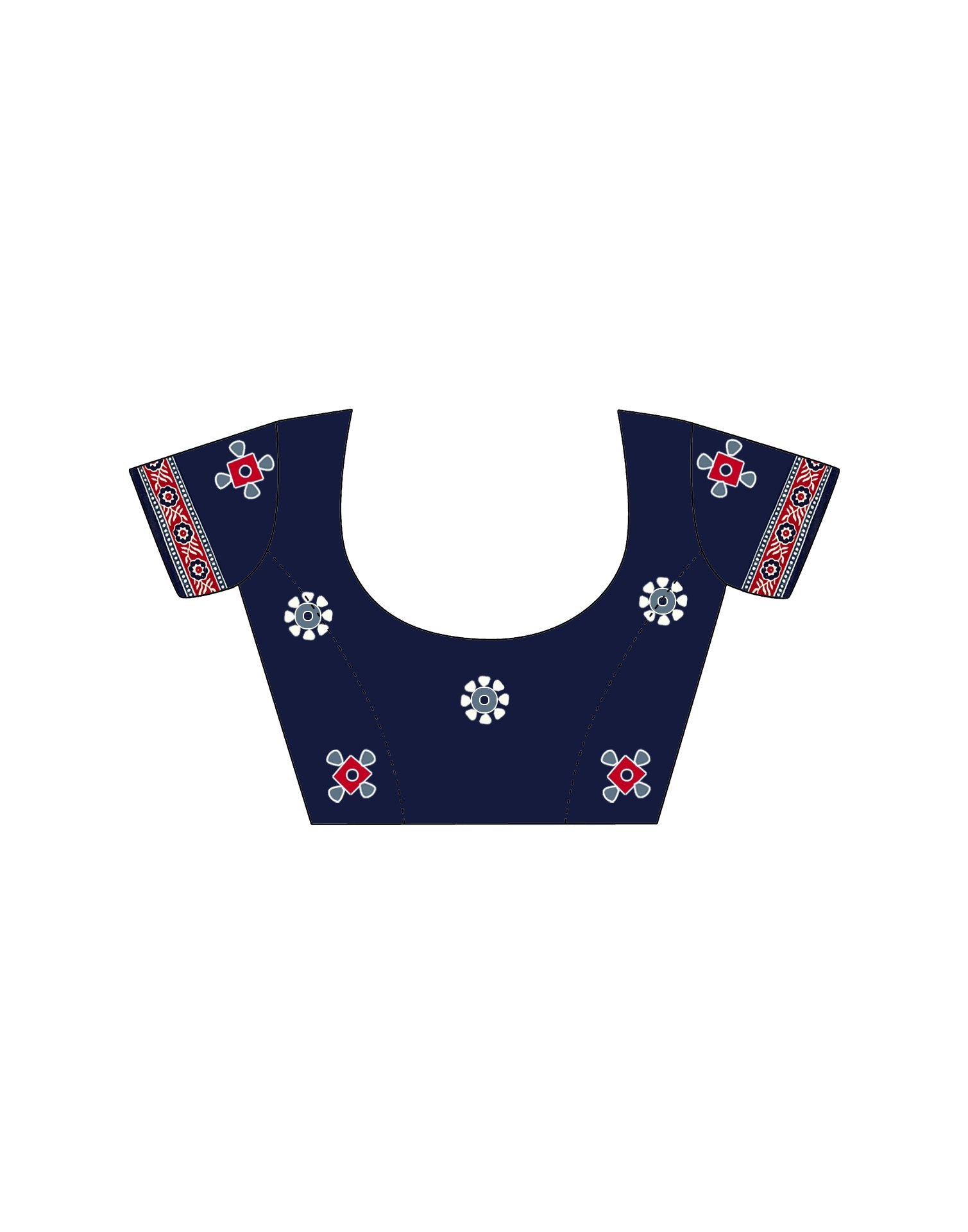 Navy Blue Pure Cotton Printed Saree