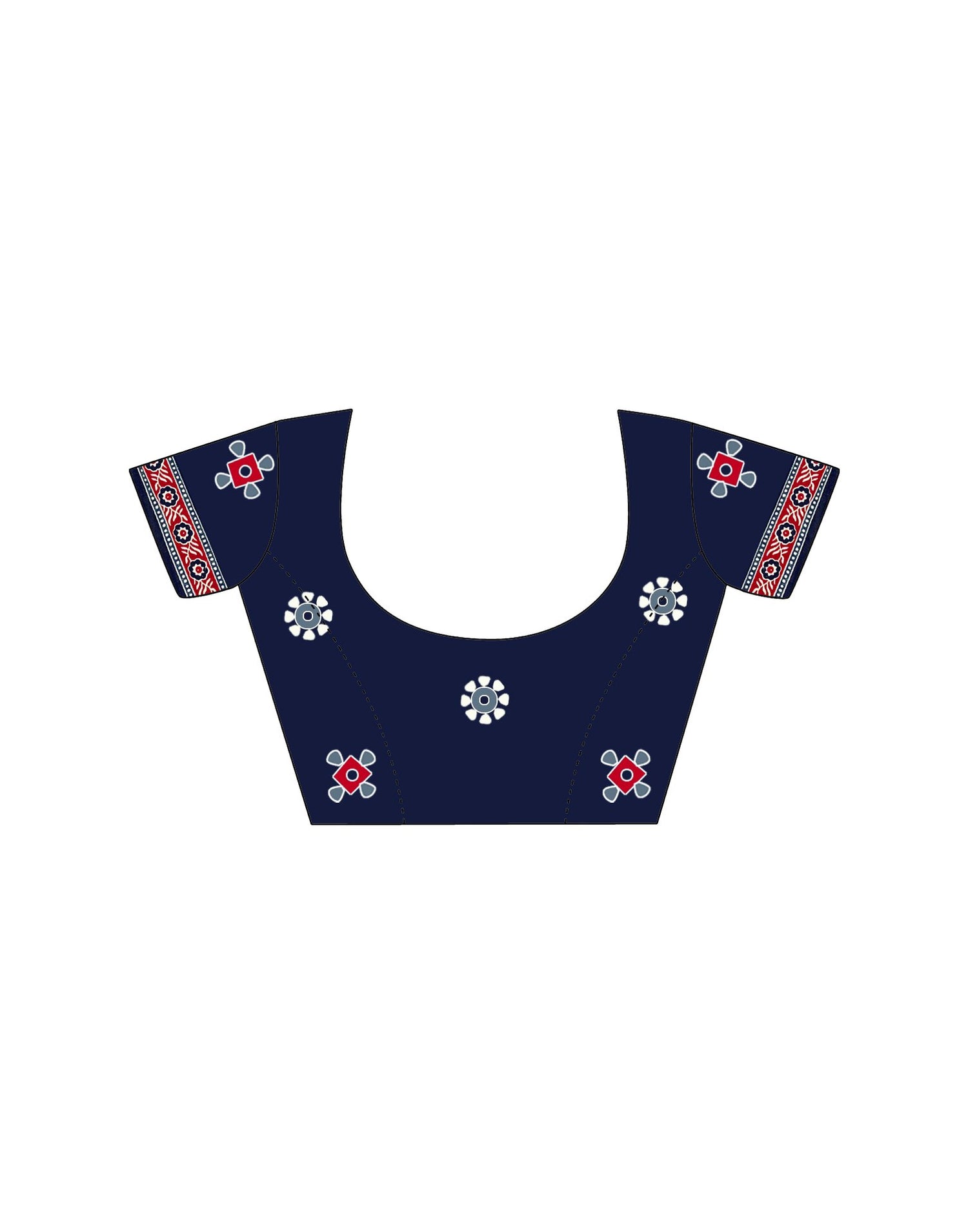 Navy Blue Pure Cotton Printed Saree