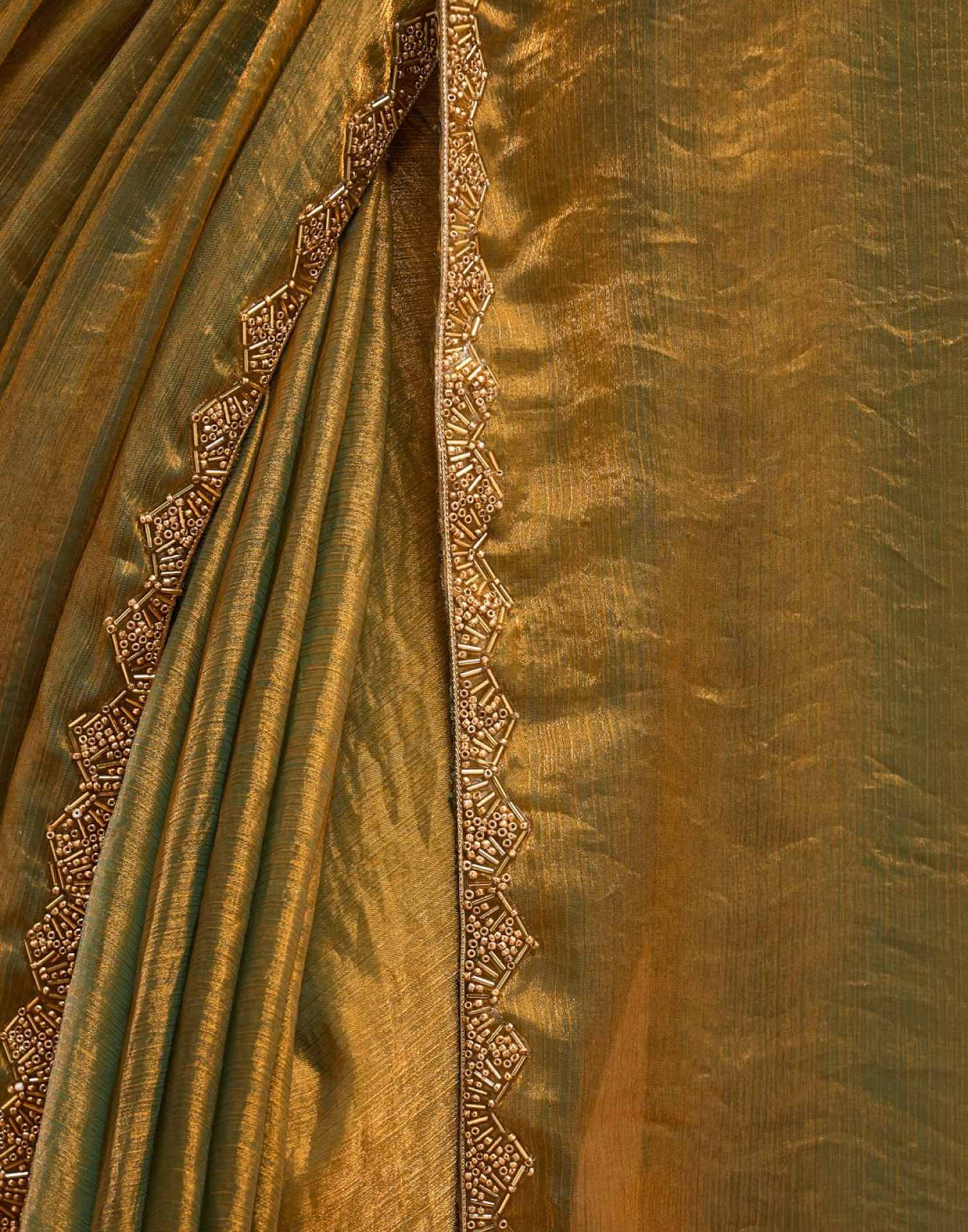 Golden Shimmer Top Dyed Embellished Saree