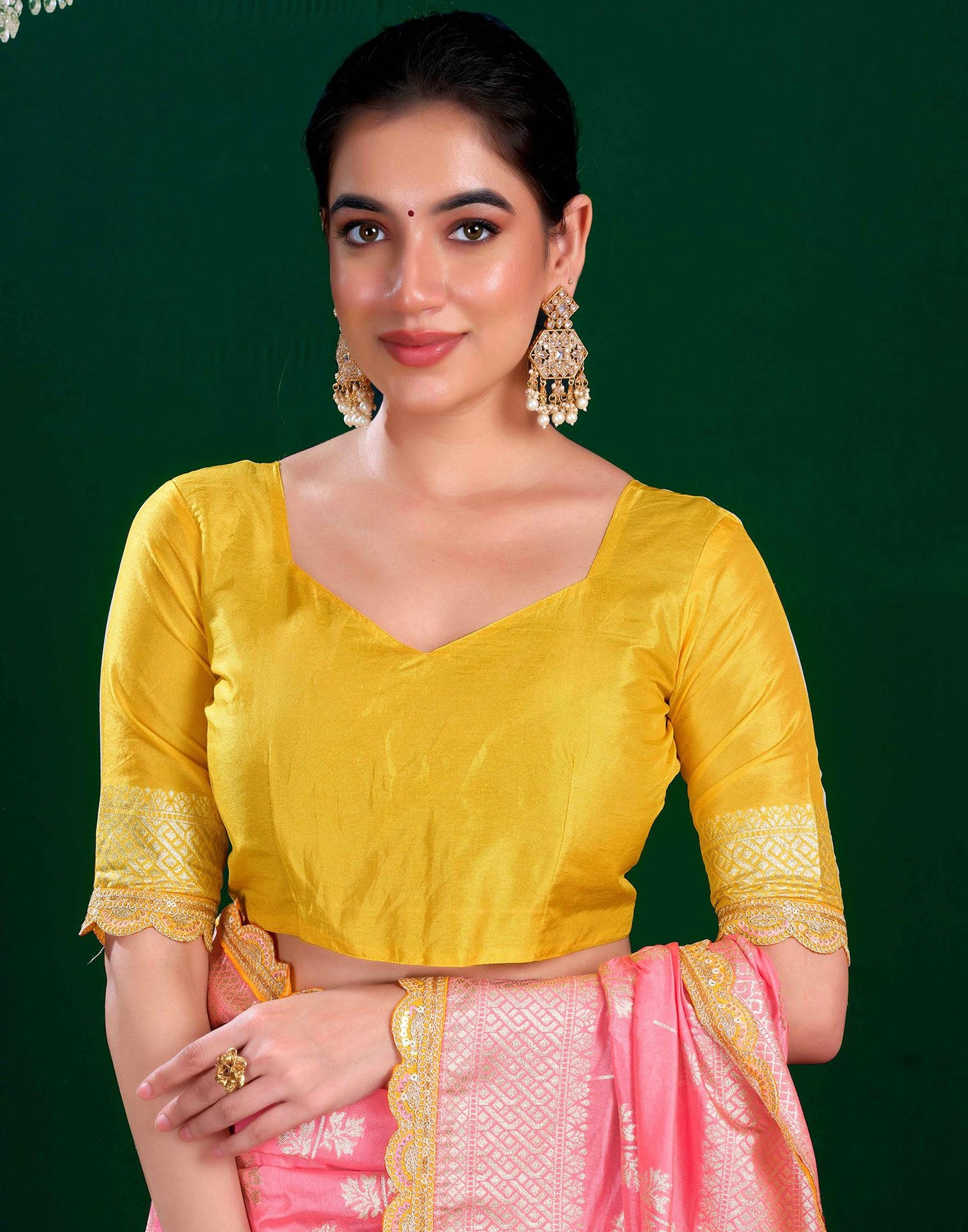 Baby Pink Silk Woven Banarasi Saree