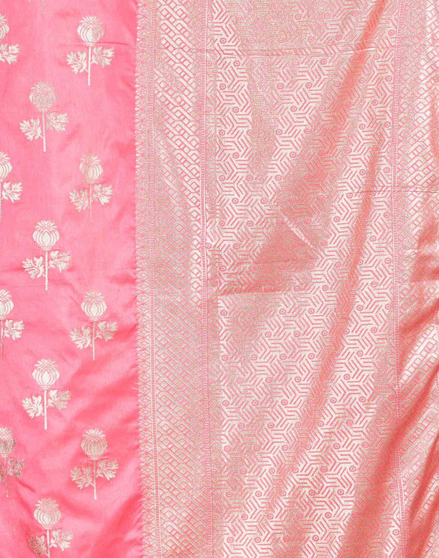 Baby Pink Silk Woven Banarasi Saree