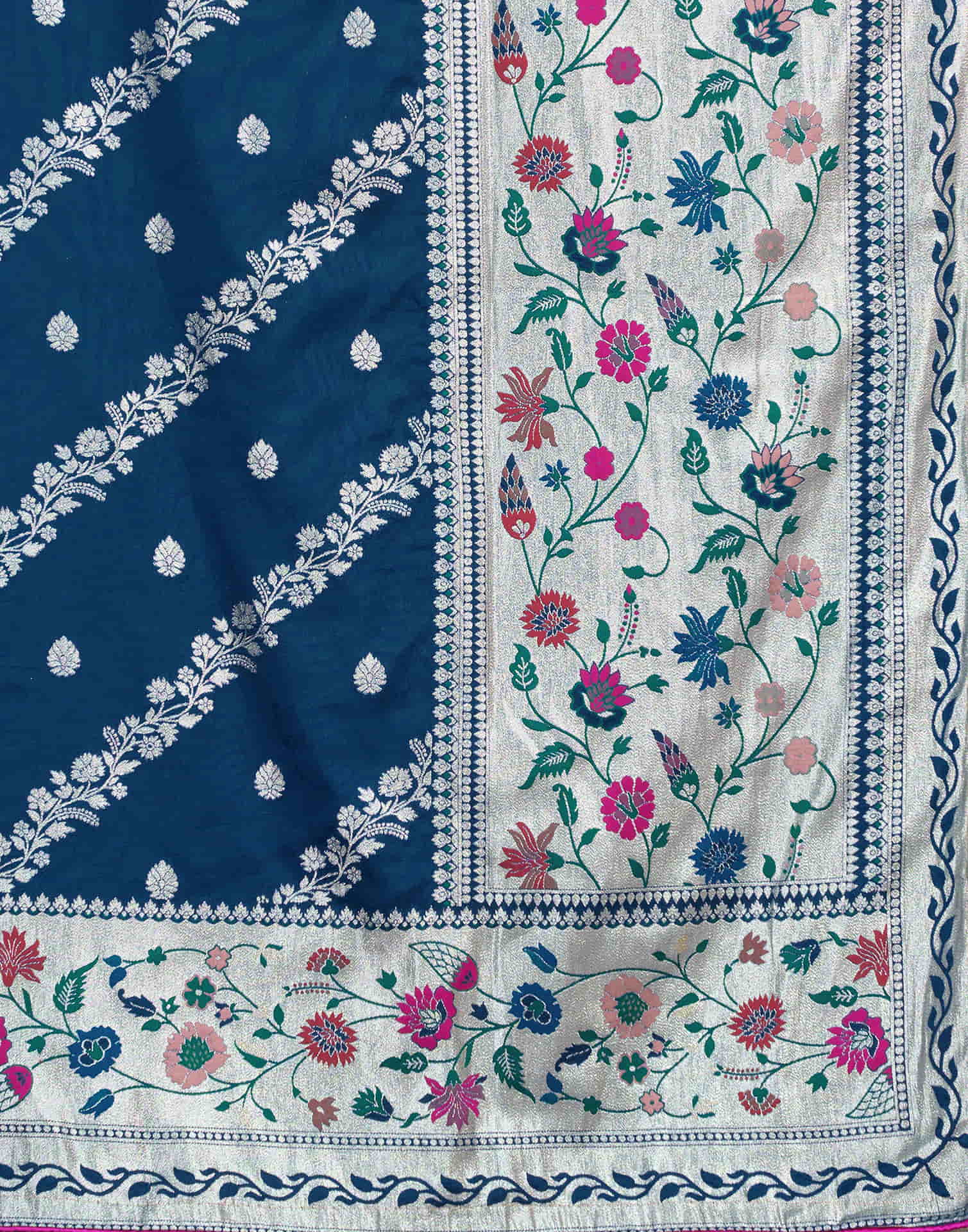 Rama Blue Silk Woven Banarasi Saree
