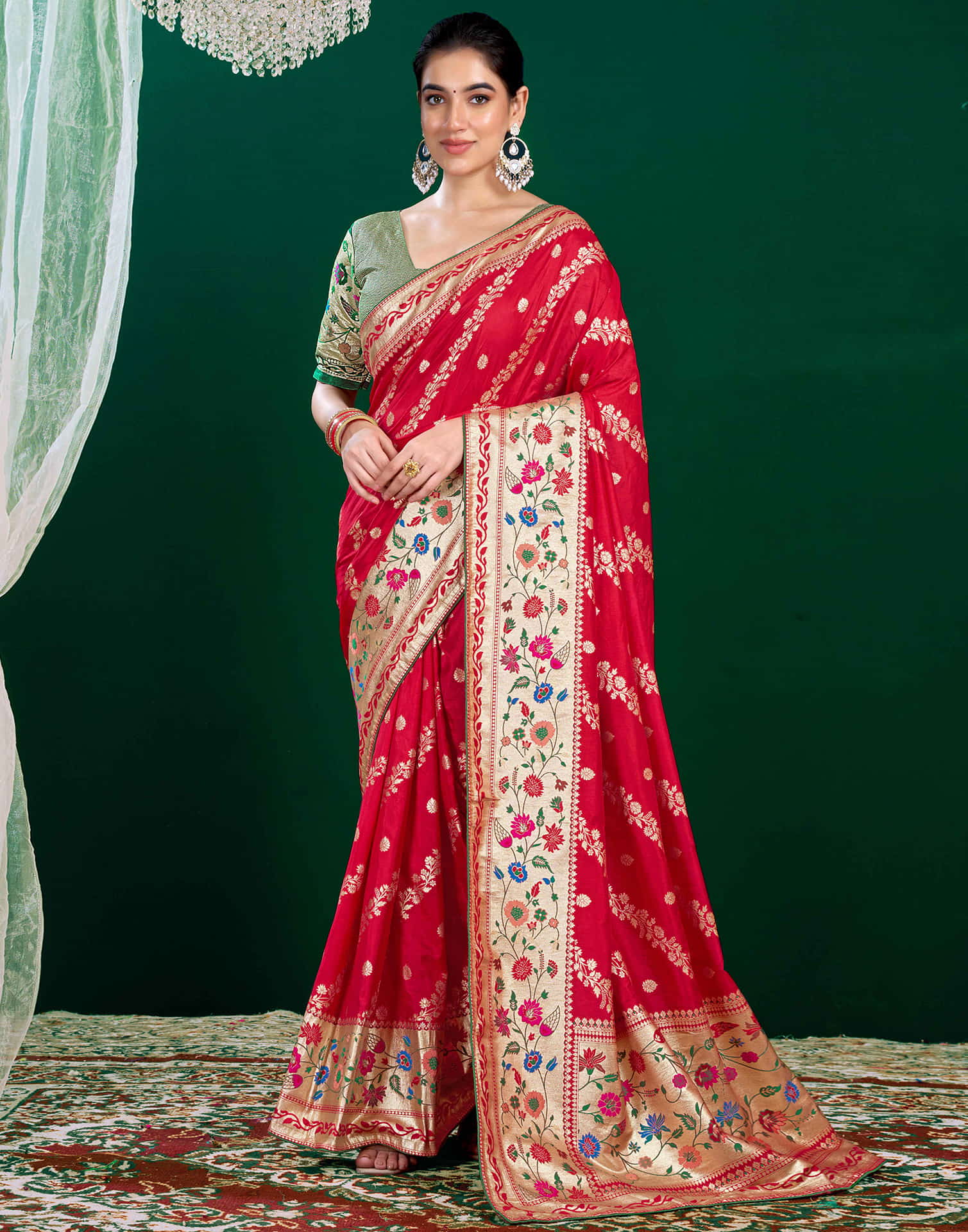 Red Silk Woven Banarasi Saree