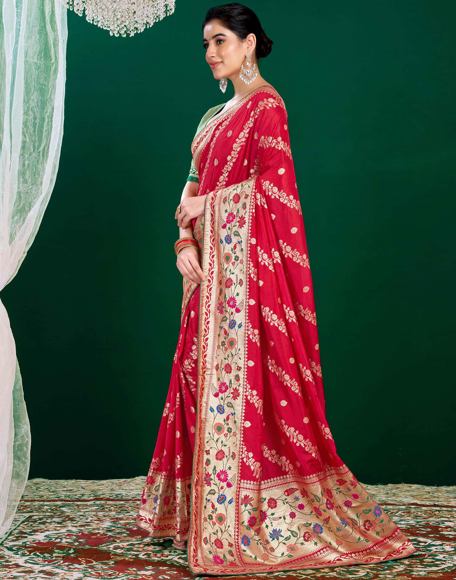 Red Silk Woven Banarasi Saree