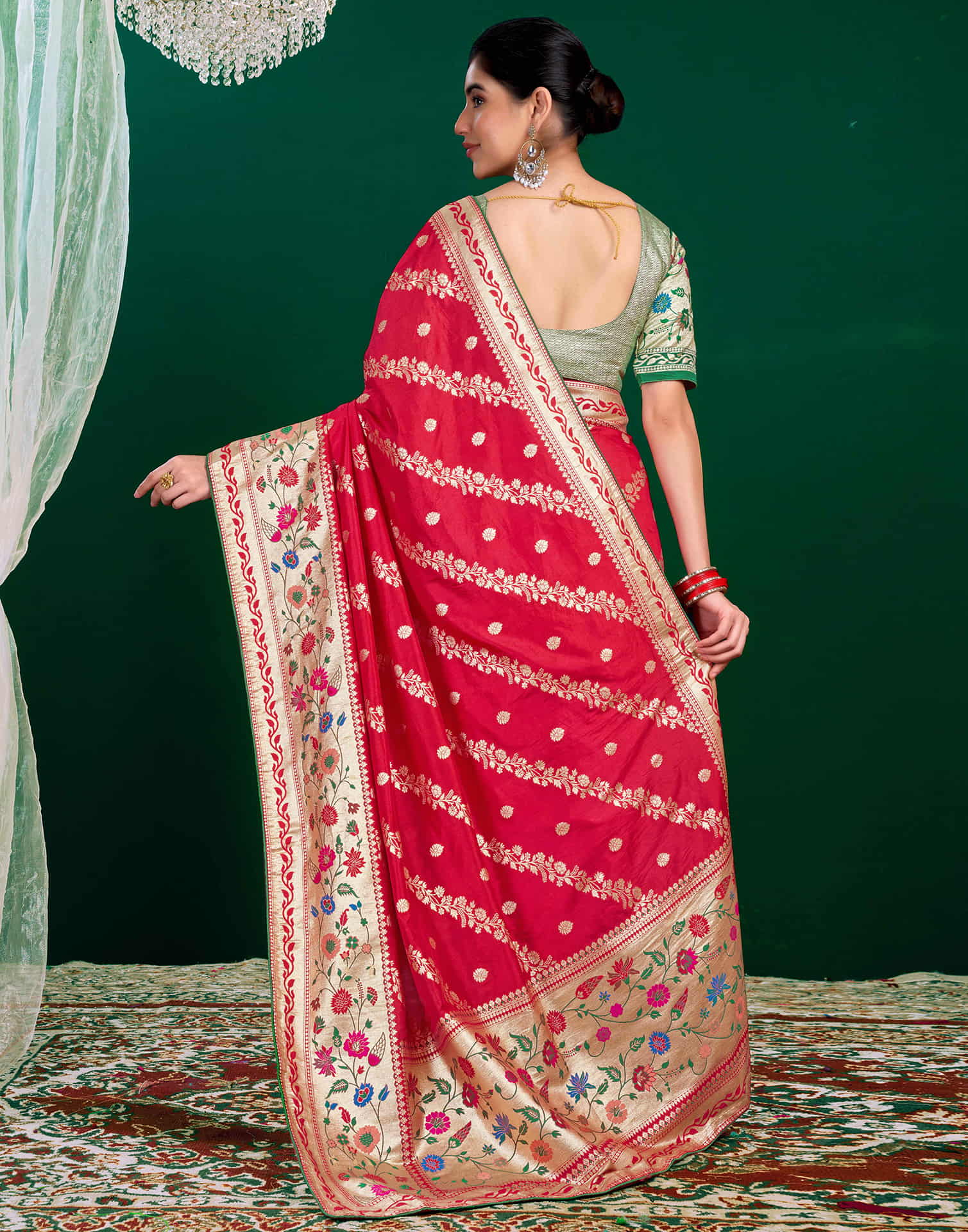 Red Silk Woven Banarasi Saree