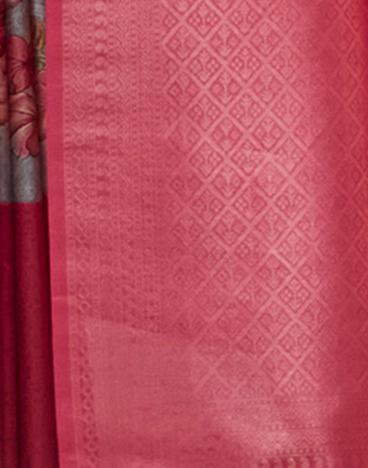 Grey Silk Printed Woven Saree