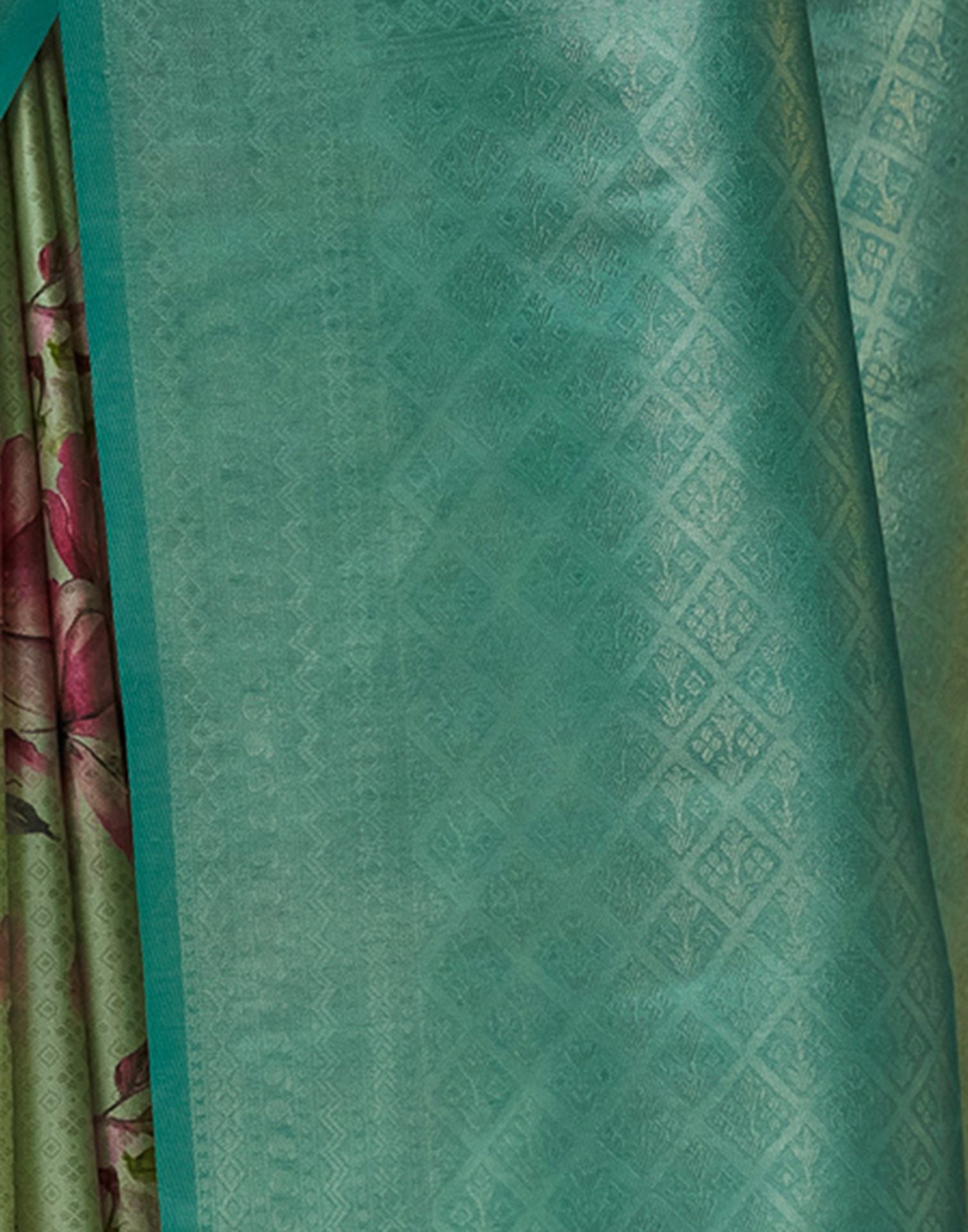 Tea Green Silk Printed Woven Saree