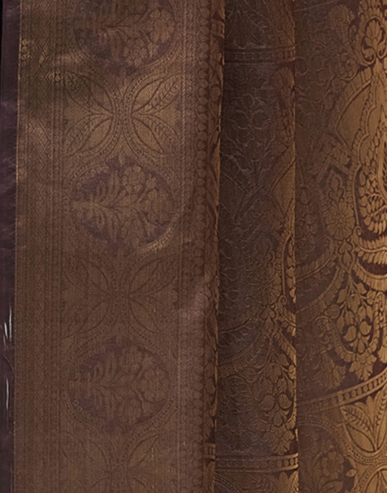 Brown Silk Printed Woven Saree