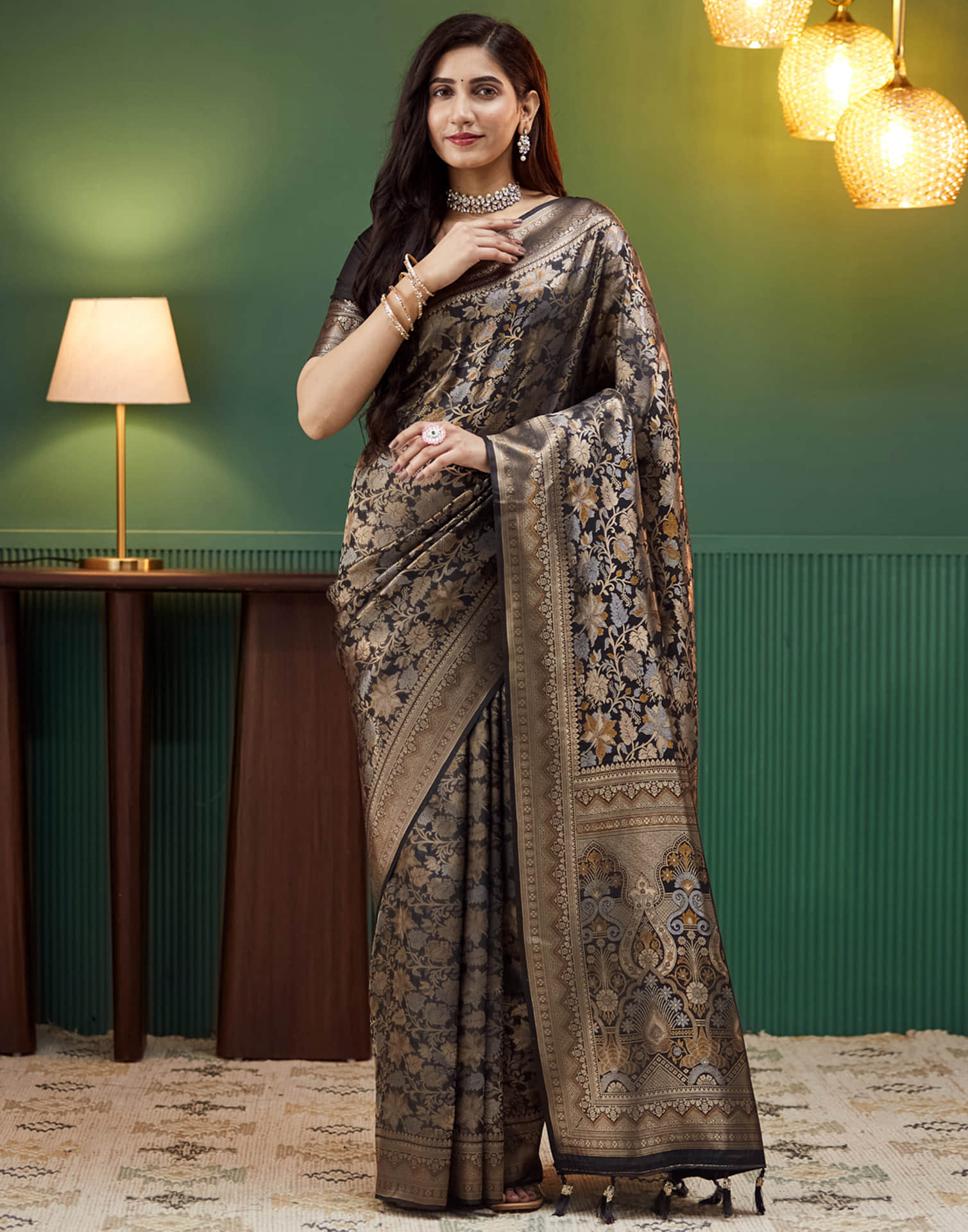 Black Silk Woven Banarasi Saree