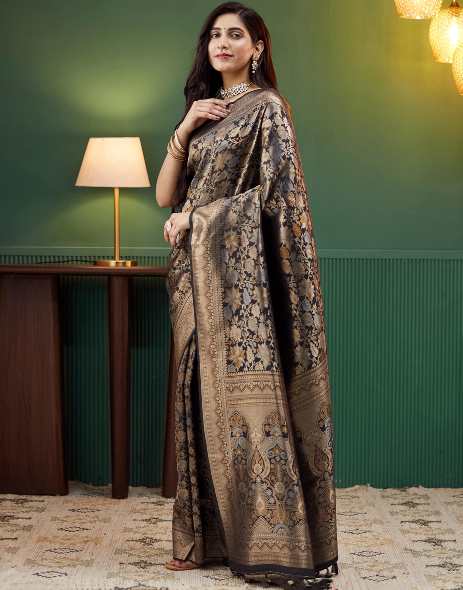 Black Silk Woven Banarasi Saree