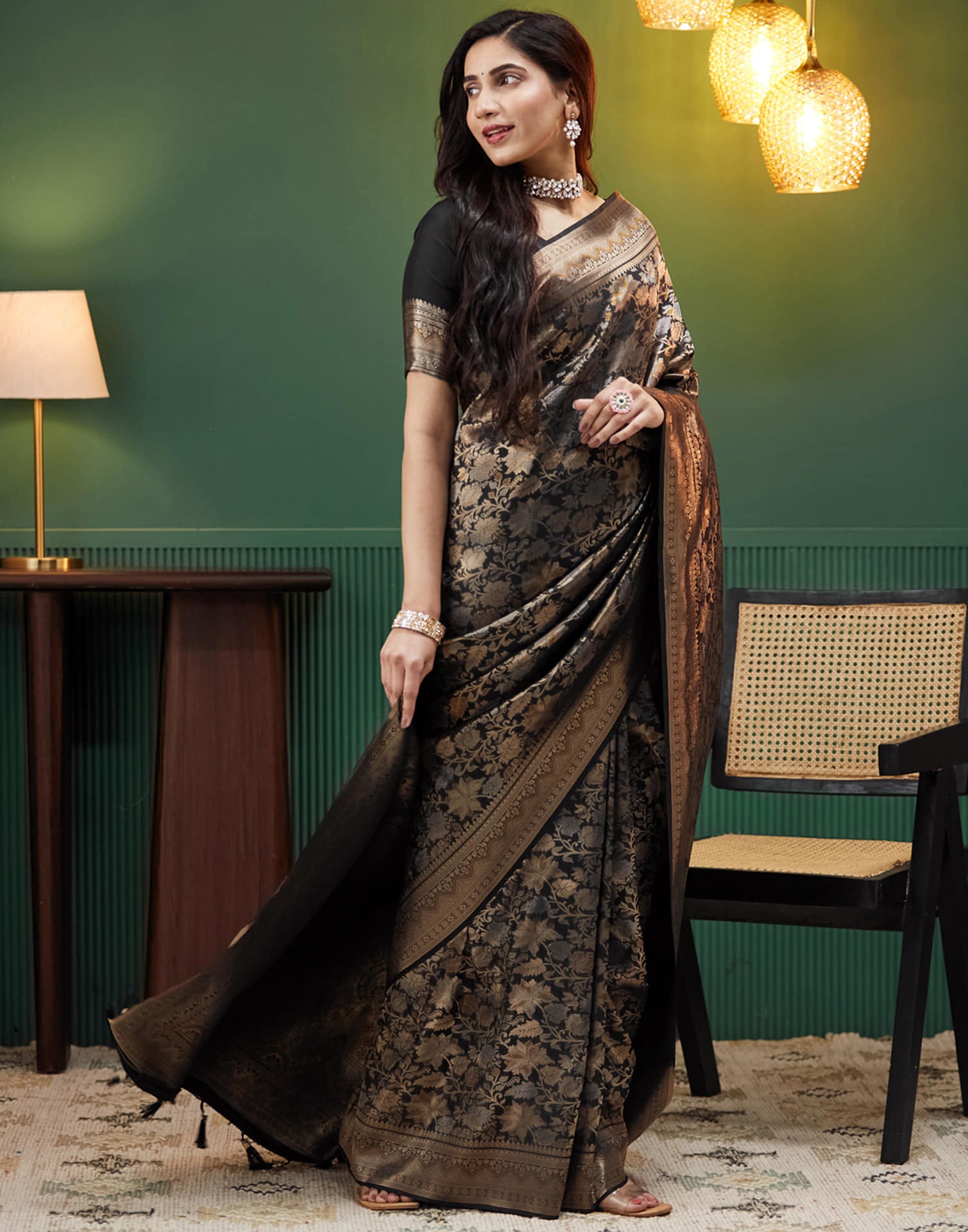 Black Silk Woven Banarasi Saree