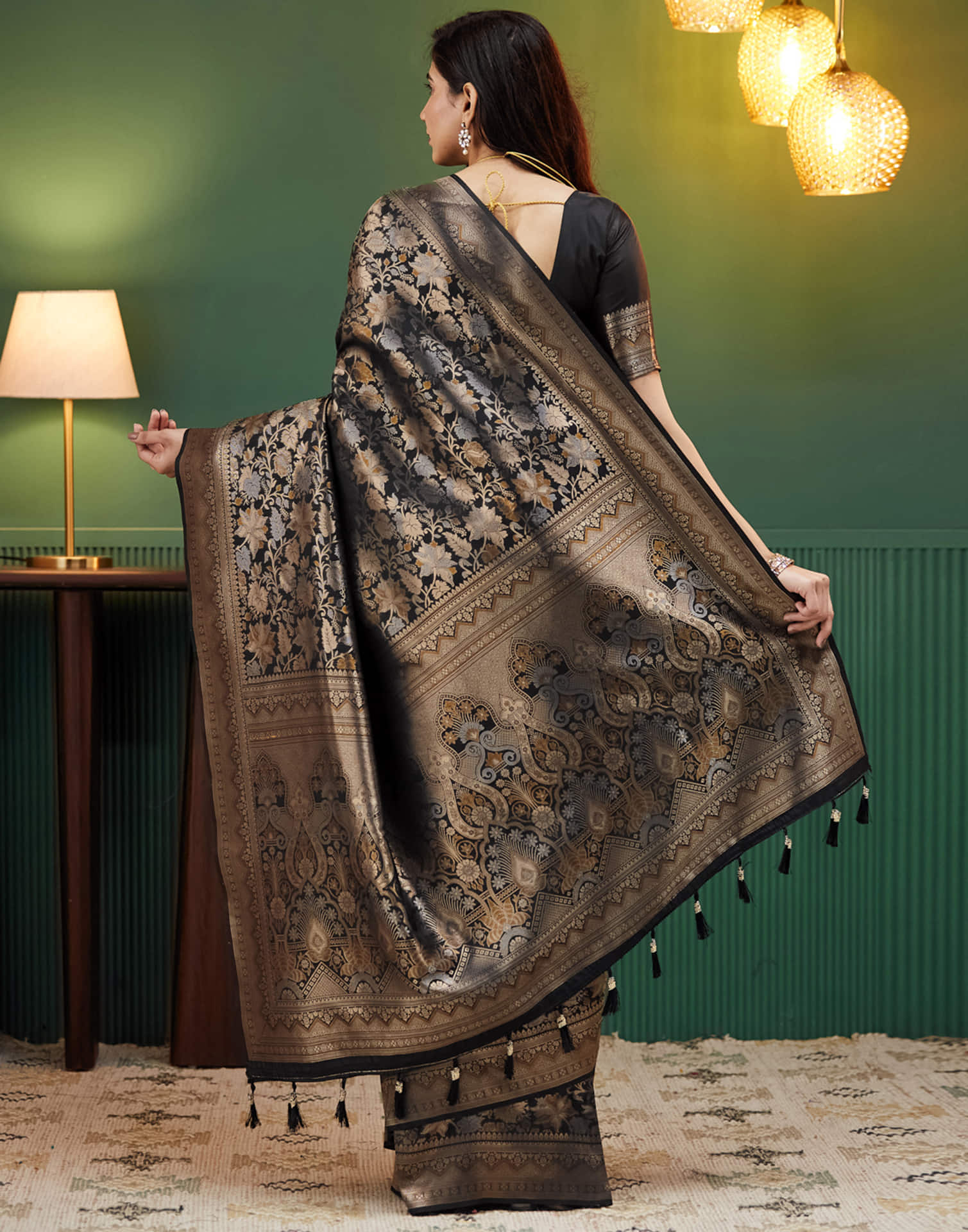 Black Silk Woven Banarasi Saree