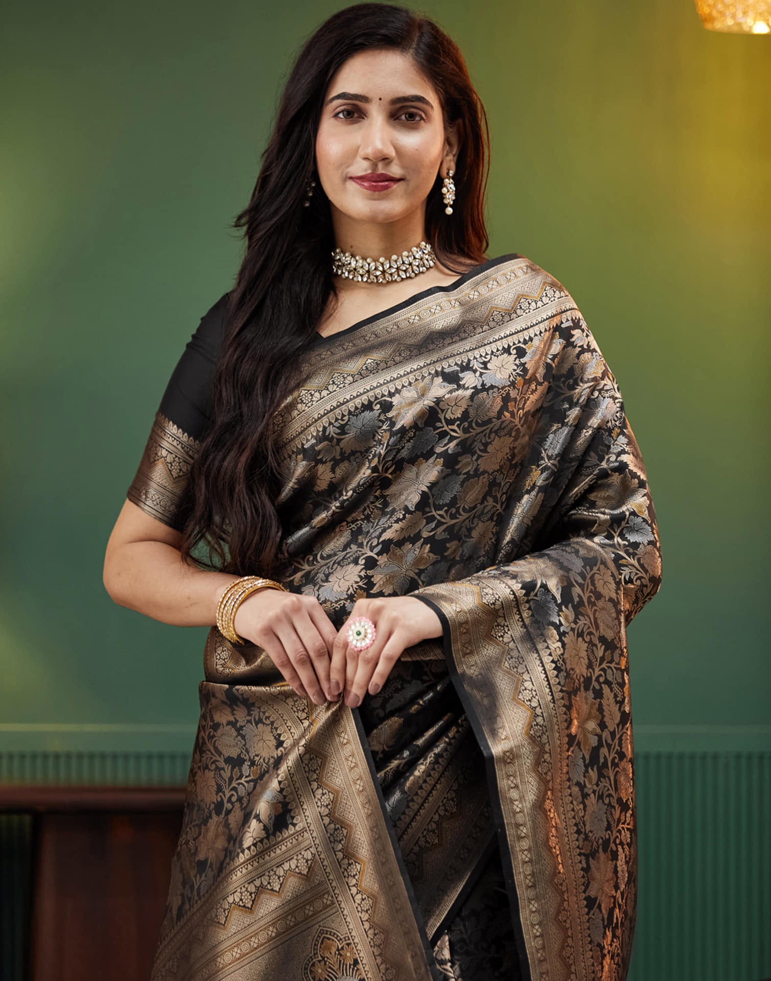 Black Silk Woven Banarasi Saree