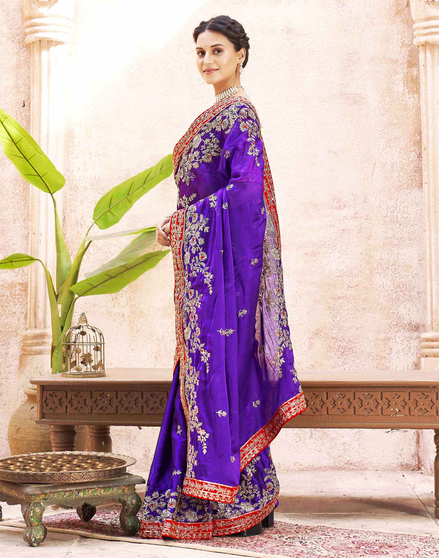 Purple Shimmer Sequence Embroidery Saree