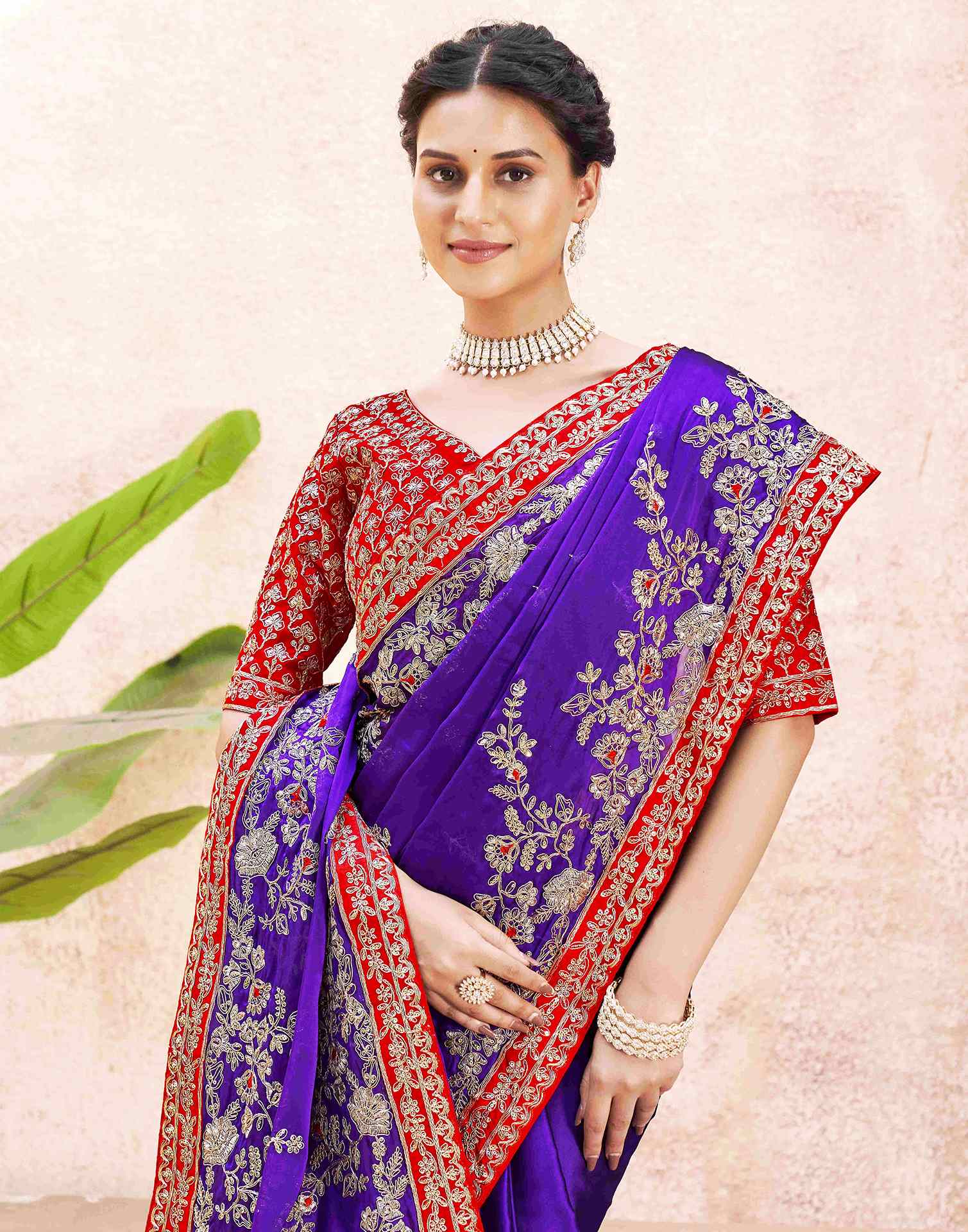 Purple Shimmer Sequence Embroidery Saree