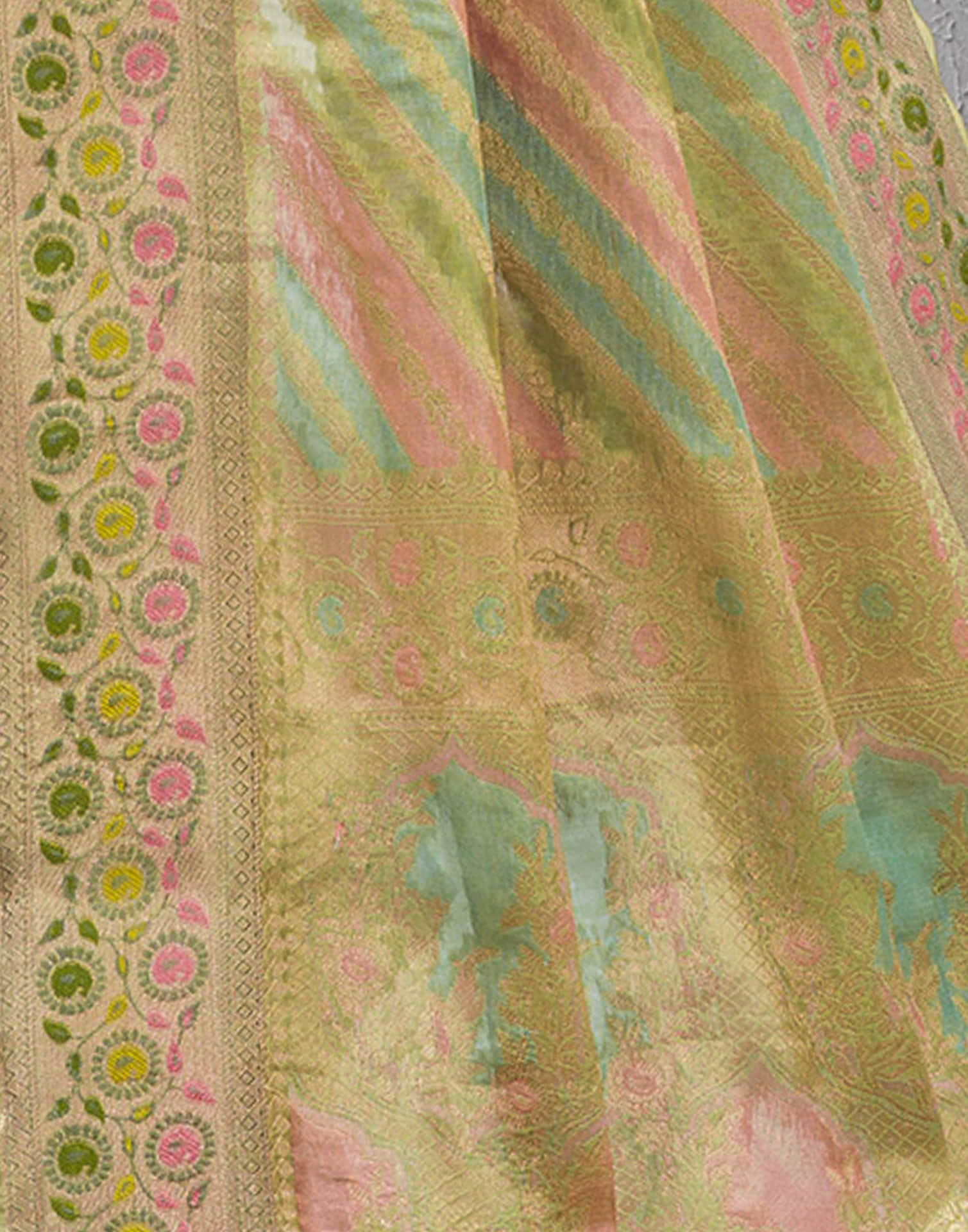 Pista Green Silk Woven Banarasi Saree