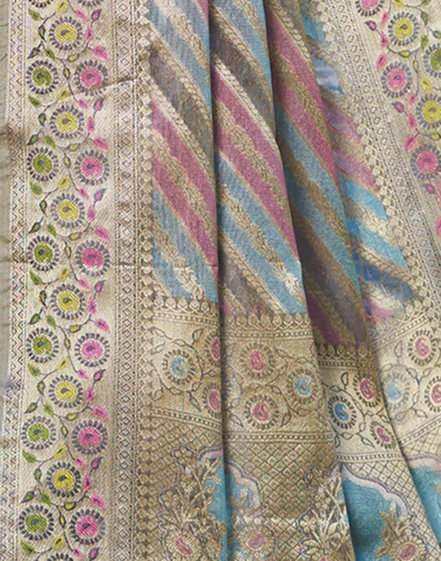 Grey Silk Woven Banarasi Saree