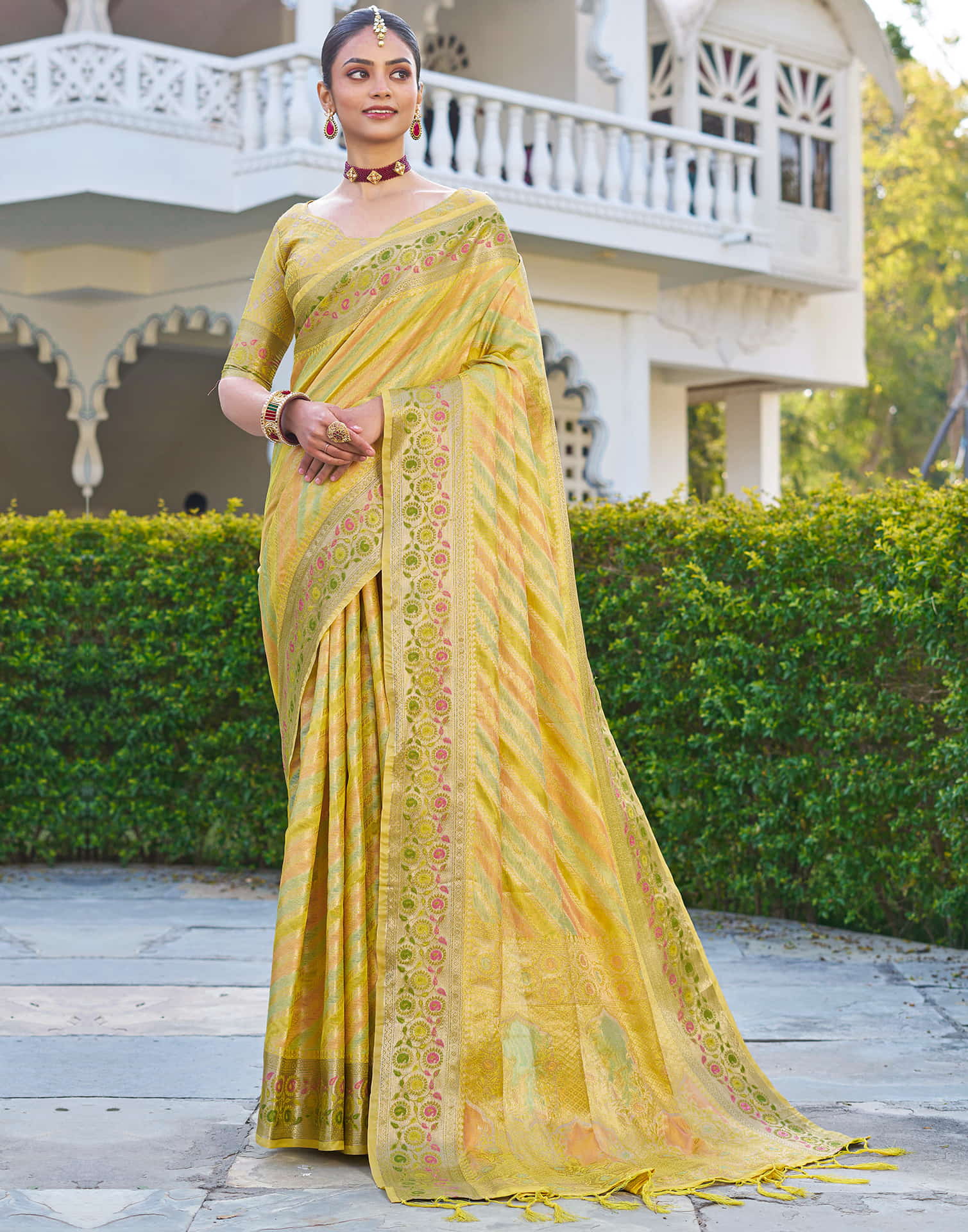 Yellow Silk Woven Banarasi Saree