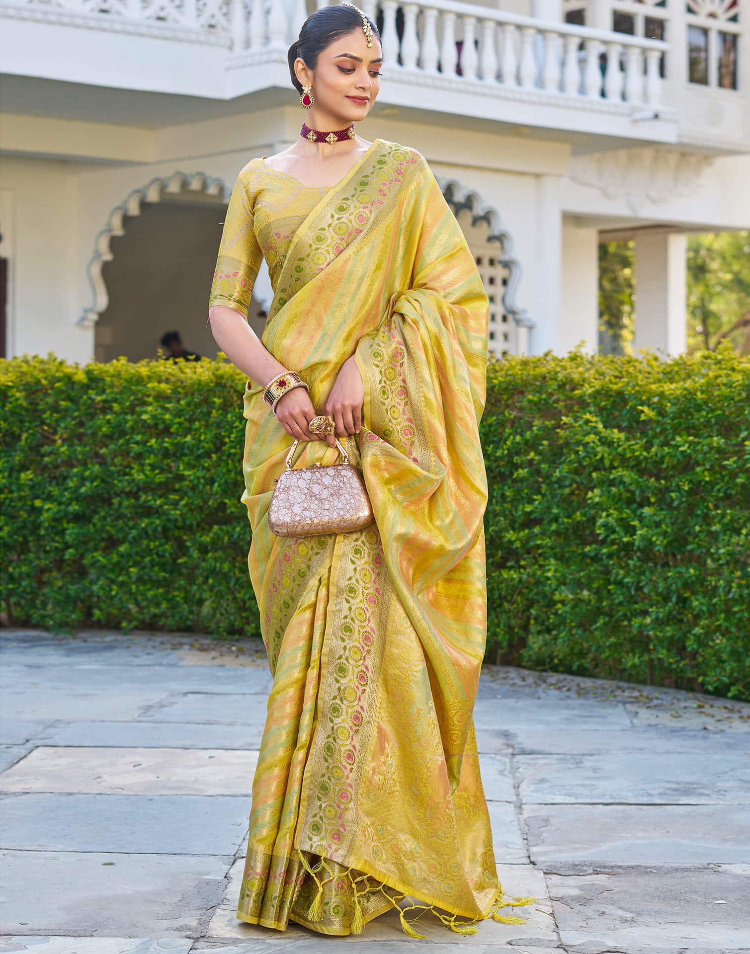 Yellow Silk Woven Banarasi Saree