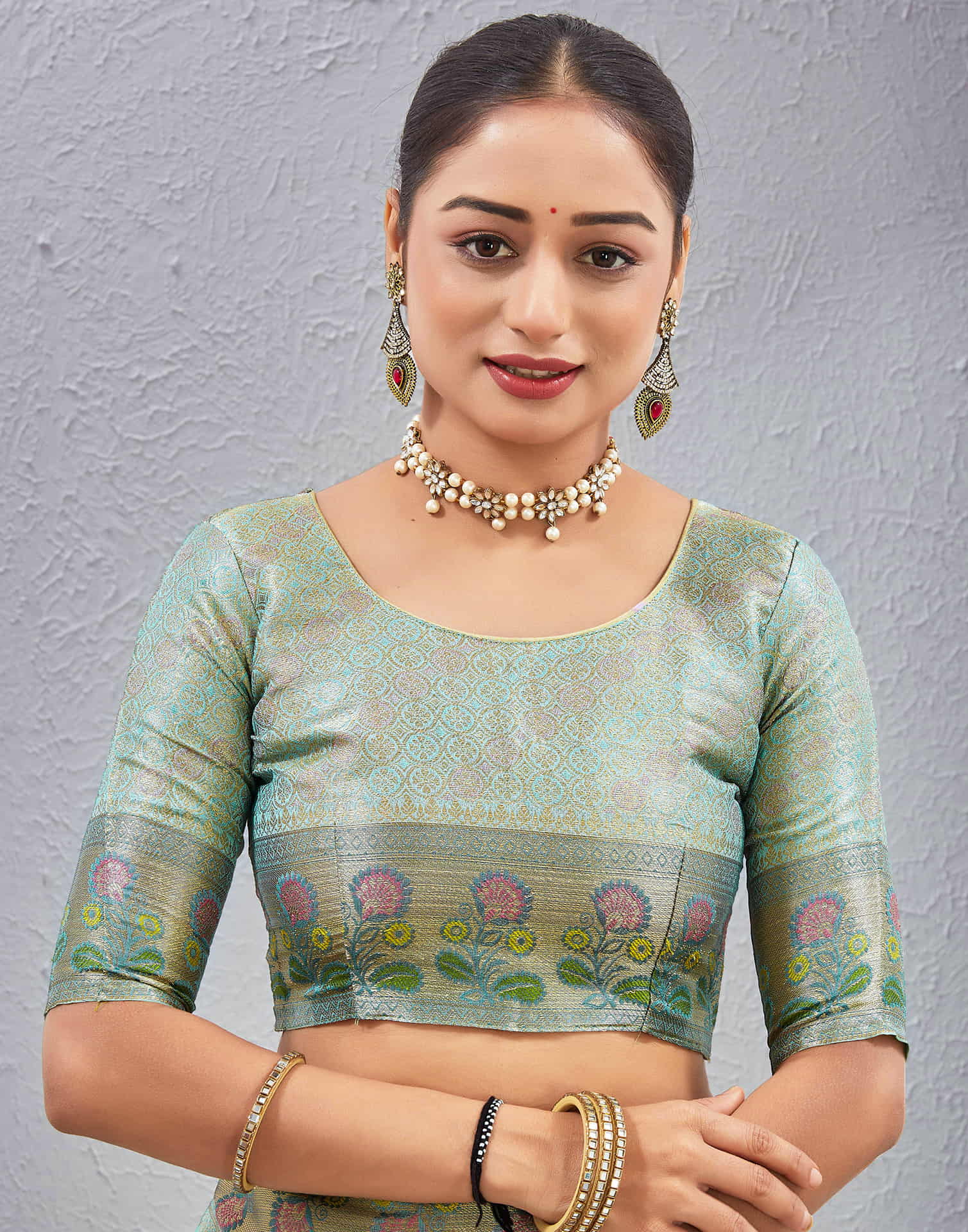 Turquoise Silk Woven Banarasi Saree