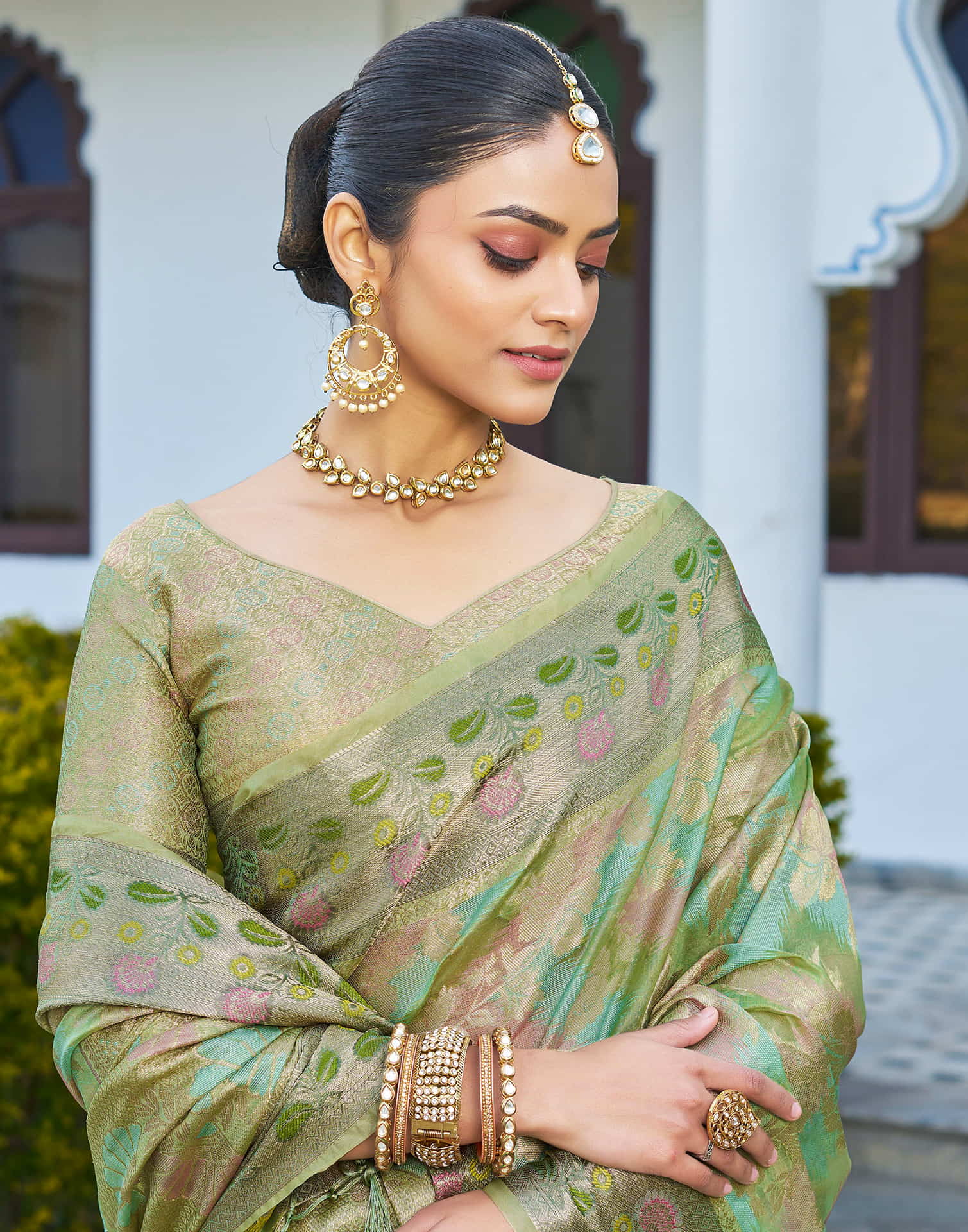Pista Green Silk Woven Banarasi Saree