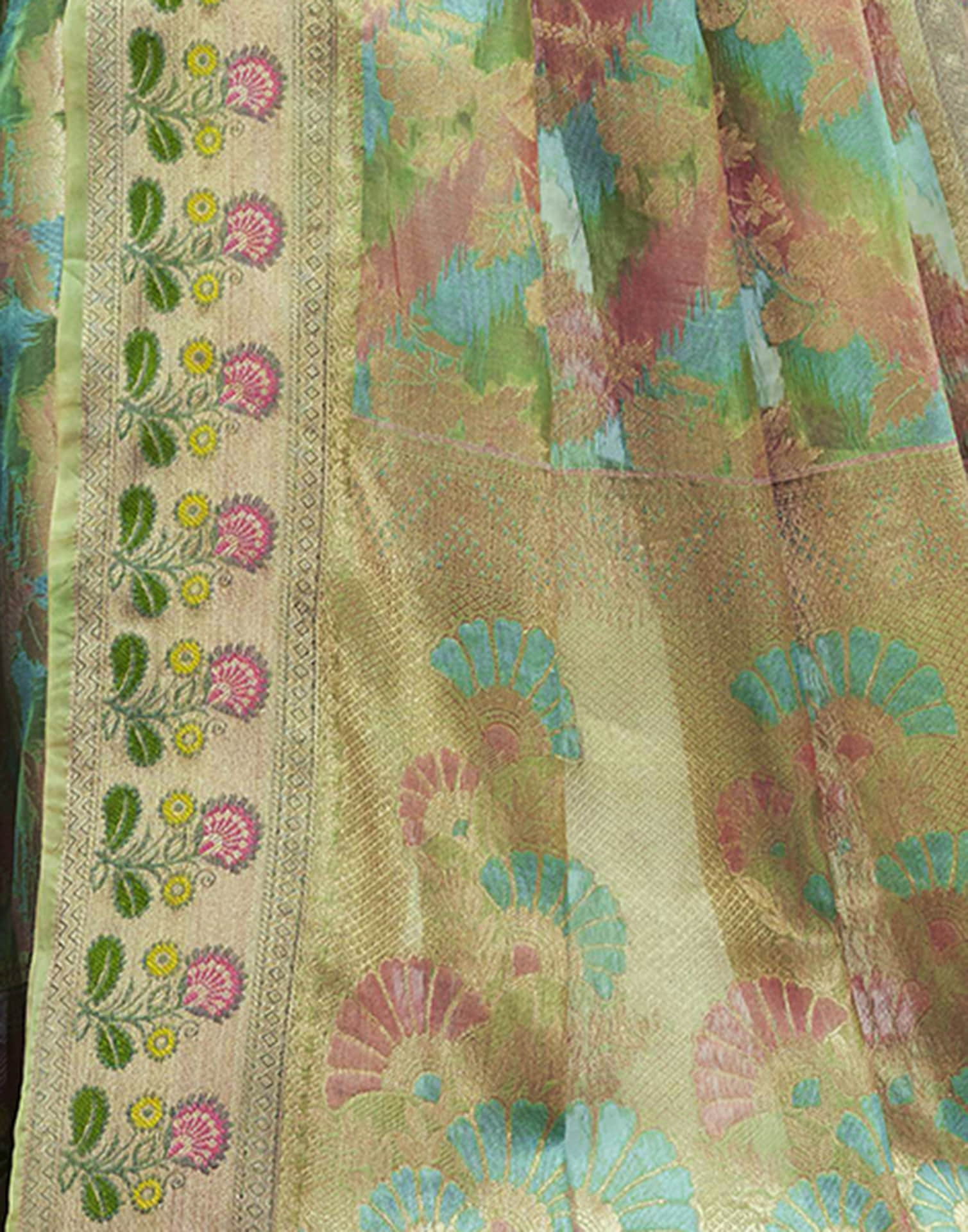 Pista Green Silk Woven Banarasi Saree