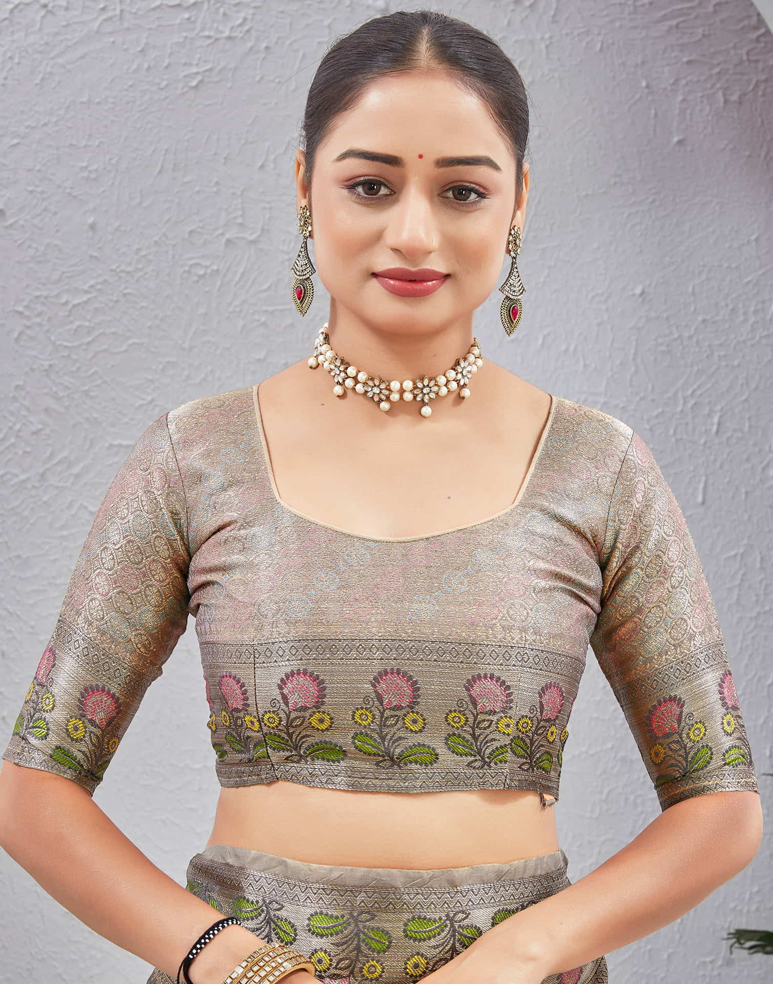 Grey Silk Woven Banarasi Saree