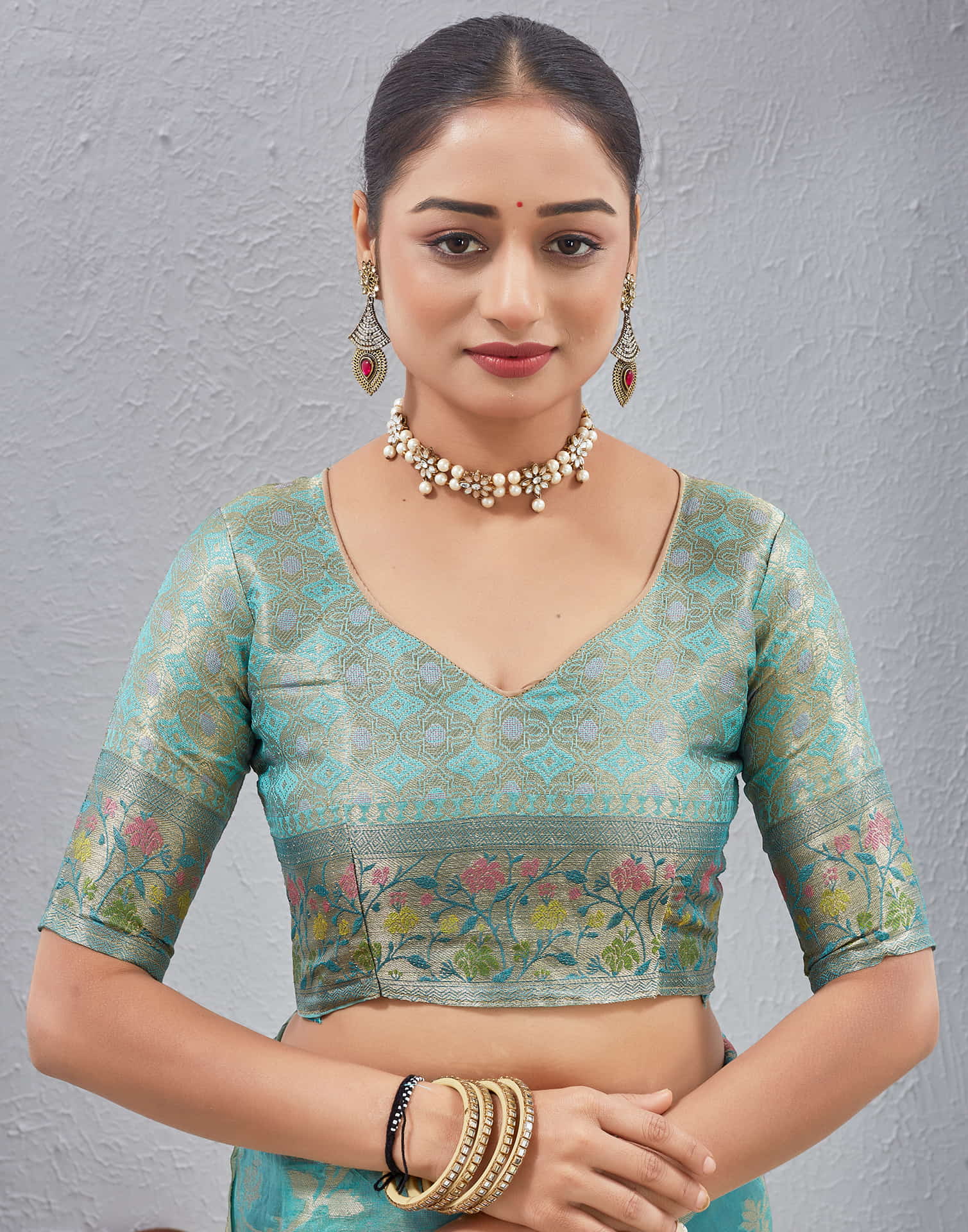Turquoise Silk Woven Banarasi Saree