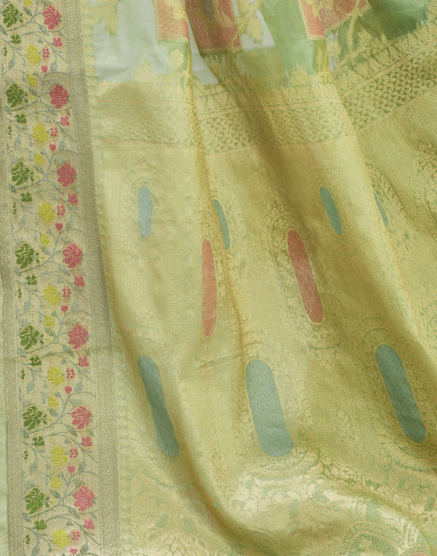 Pista Green Silk Woven Banarasi Saree