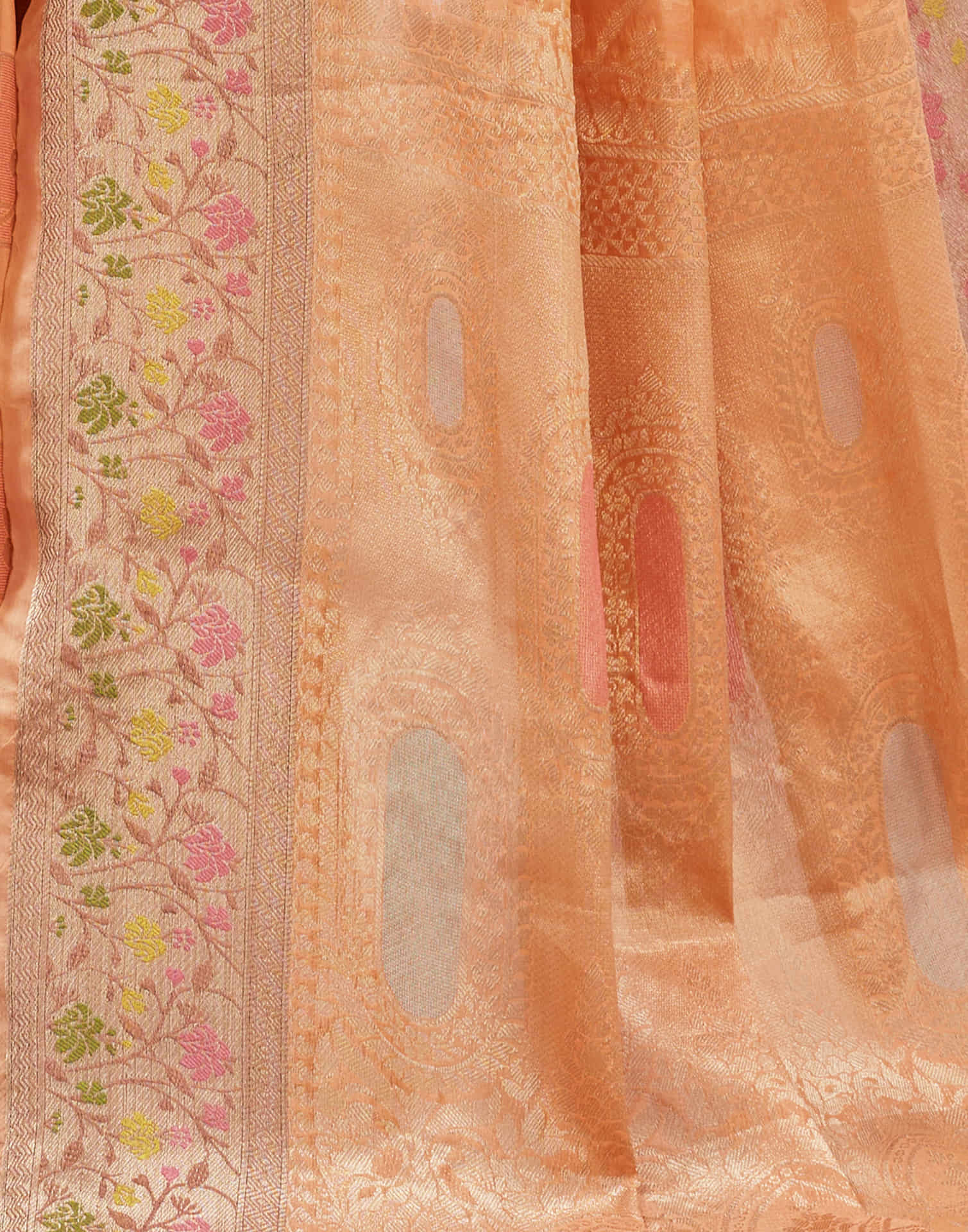 Peach Silk Woven Banarasi Saree