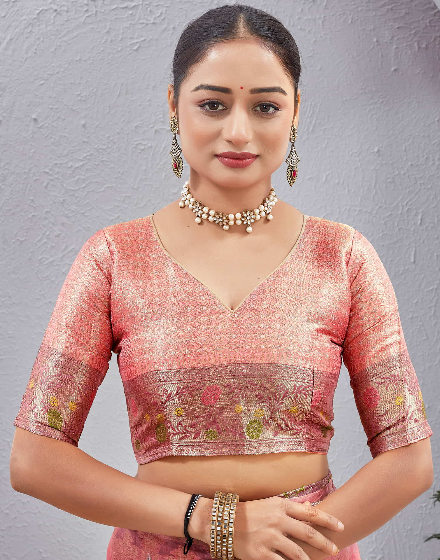 Pink Silk Woven Banarasi Saree