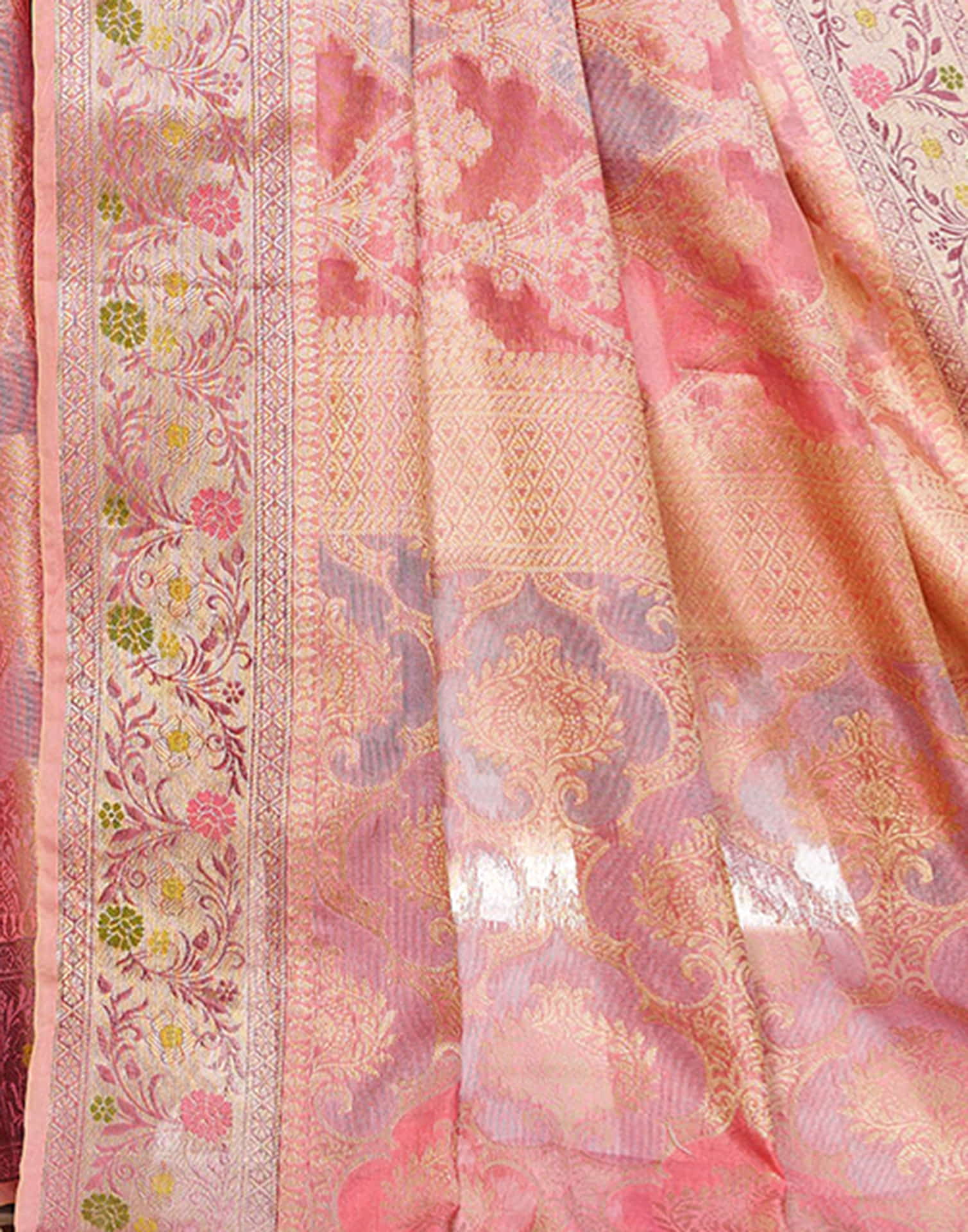 Pink Silk Woven Banarasi Saree