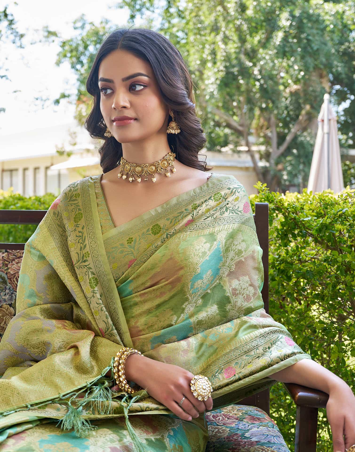 Pista Green Silk Woven Banarasi Saree
