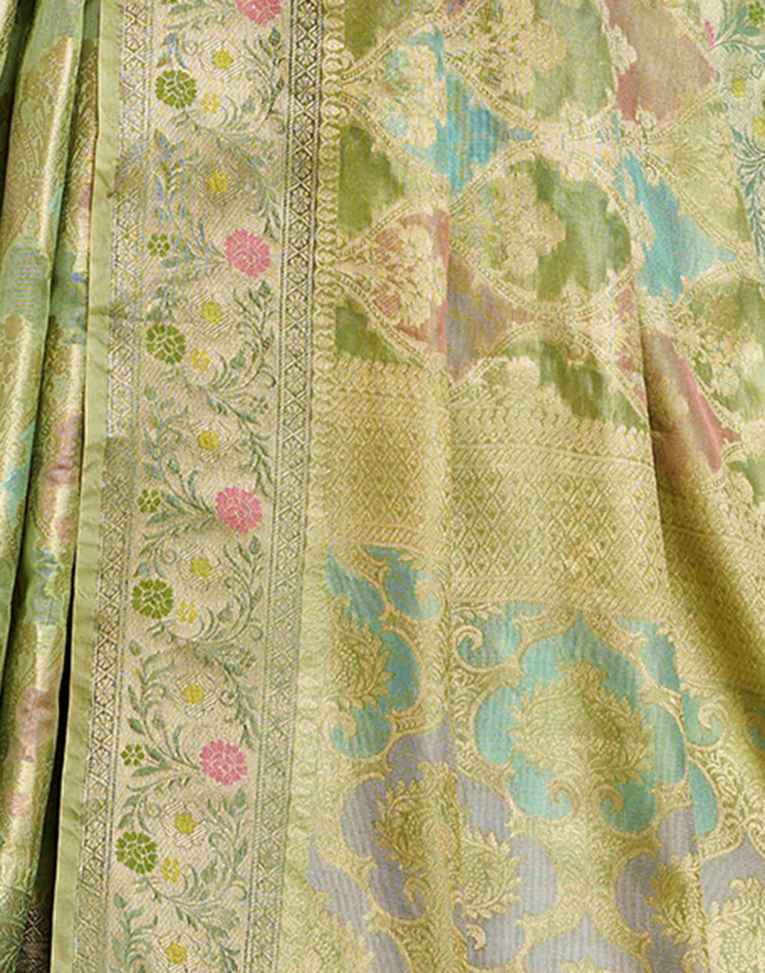 Pista Green Silk Woven Banarasi Saree