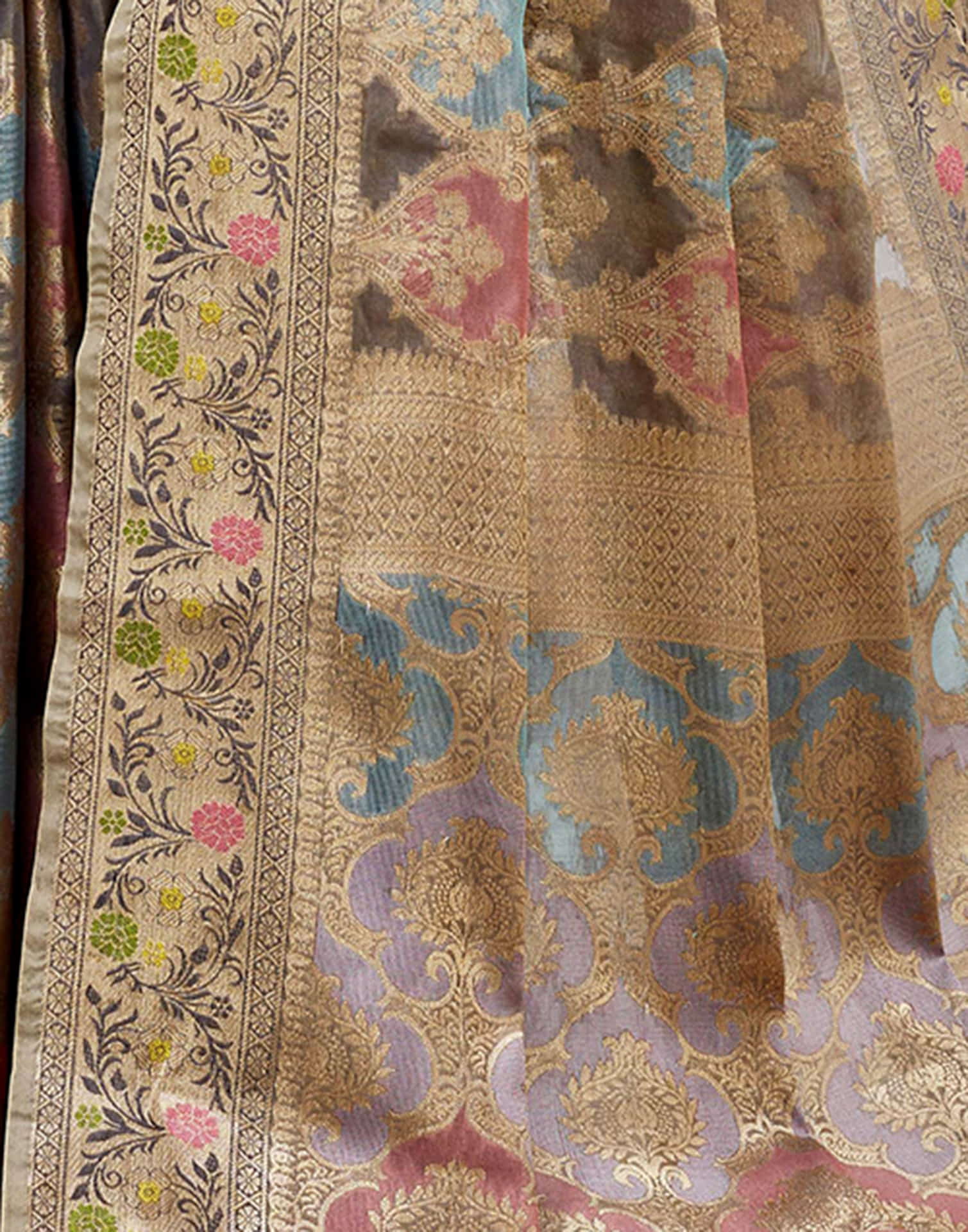 Grey Silk Woven Banarasi Saree
