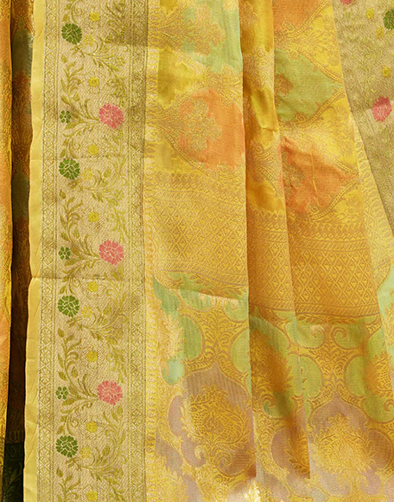 Yellow Silk Woven Banarasi Saree