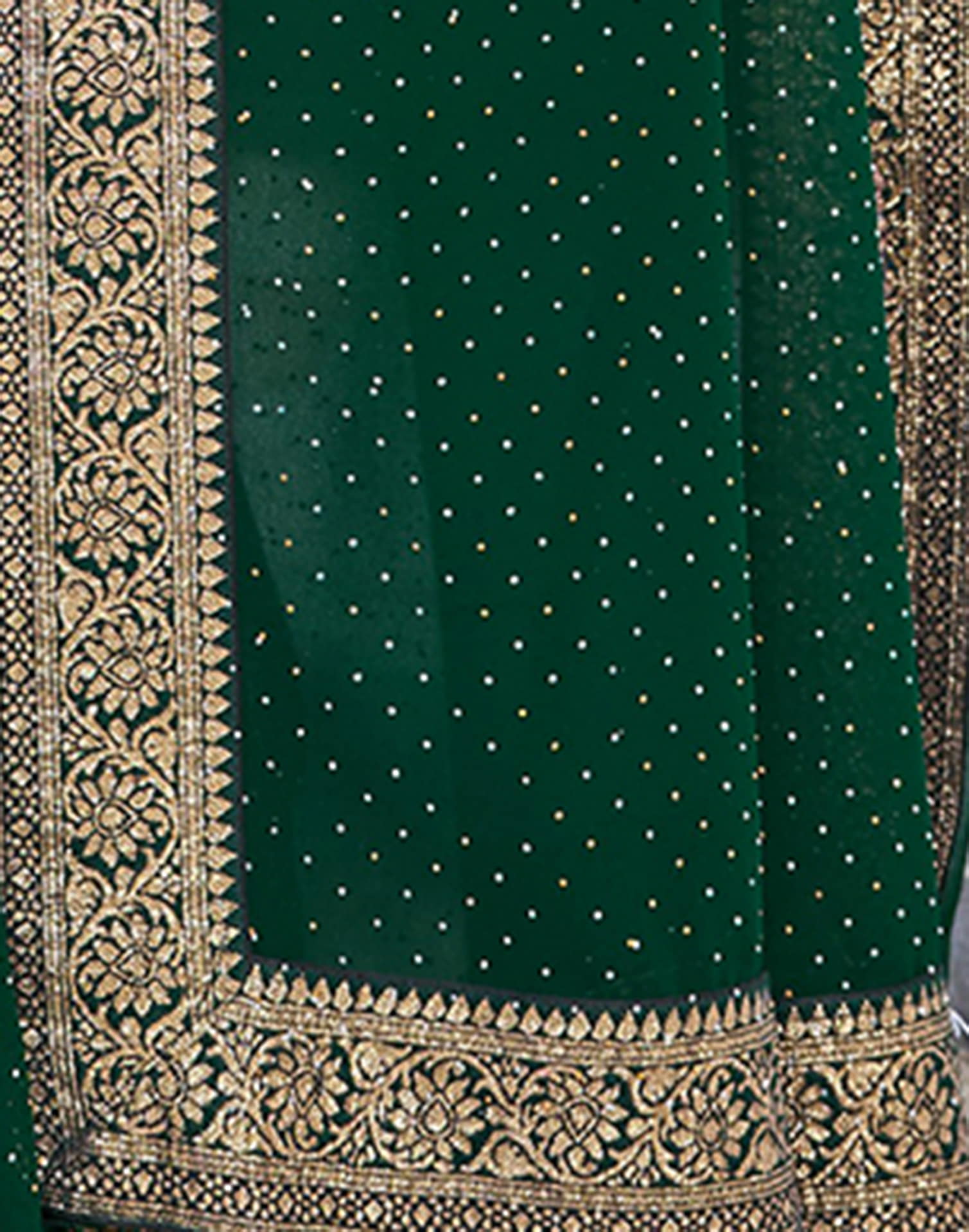 Dark Green Georgette Stone Work Embellished Saree