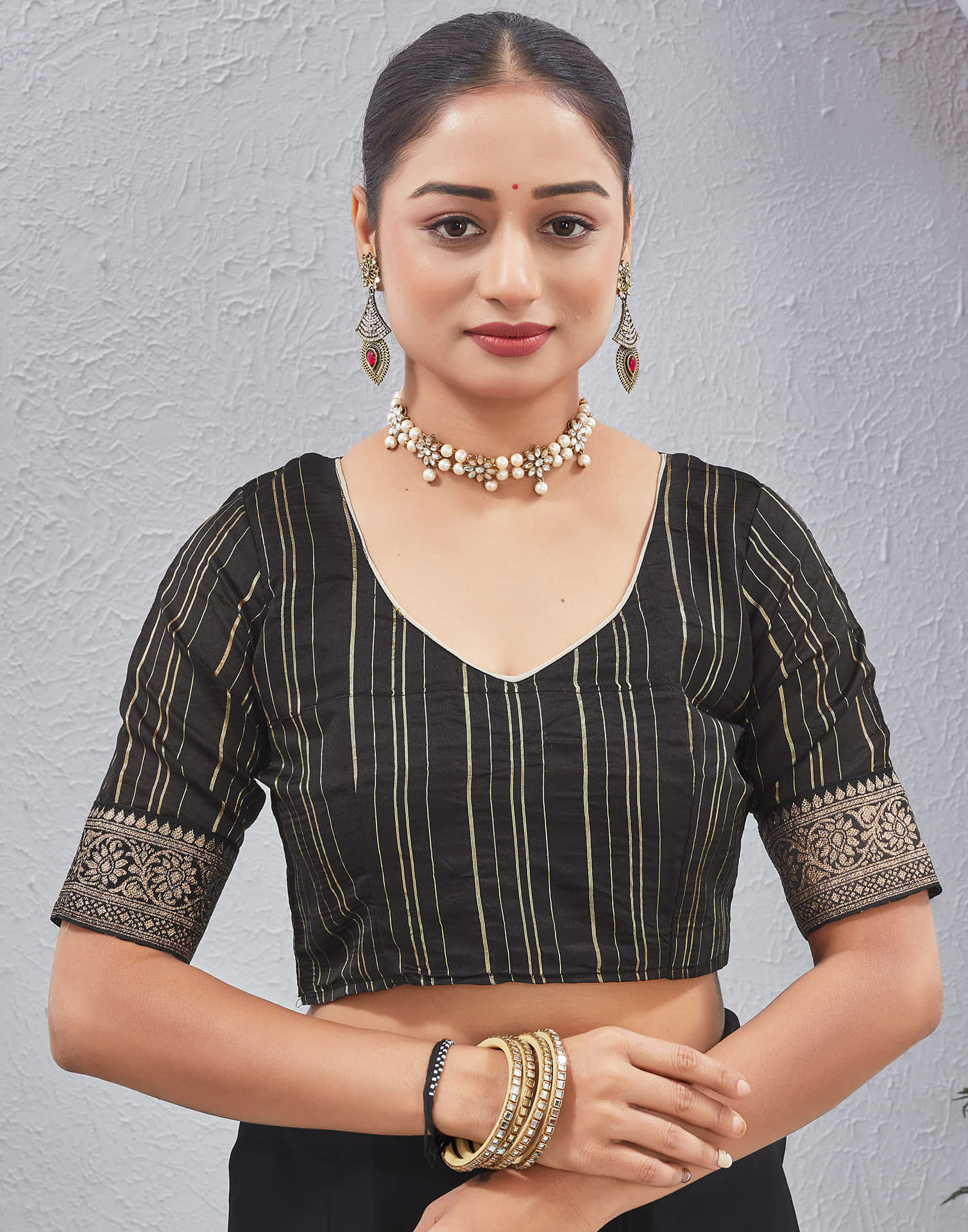 Black Georgette Stone Work Embellished Saree