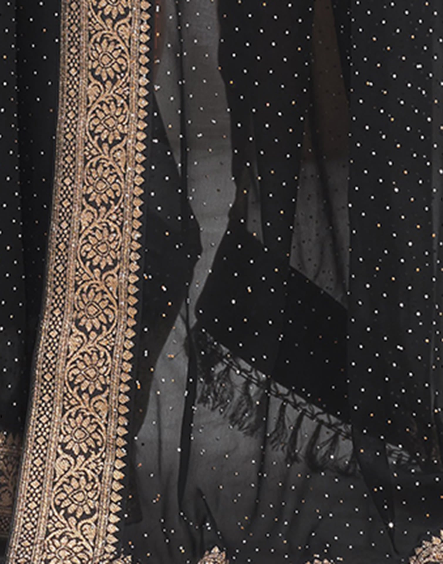 Black Georgette Stone Work Embellished Saree