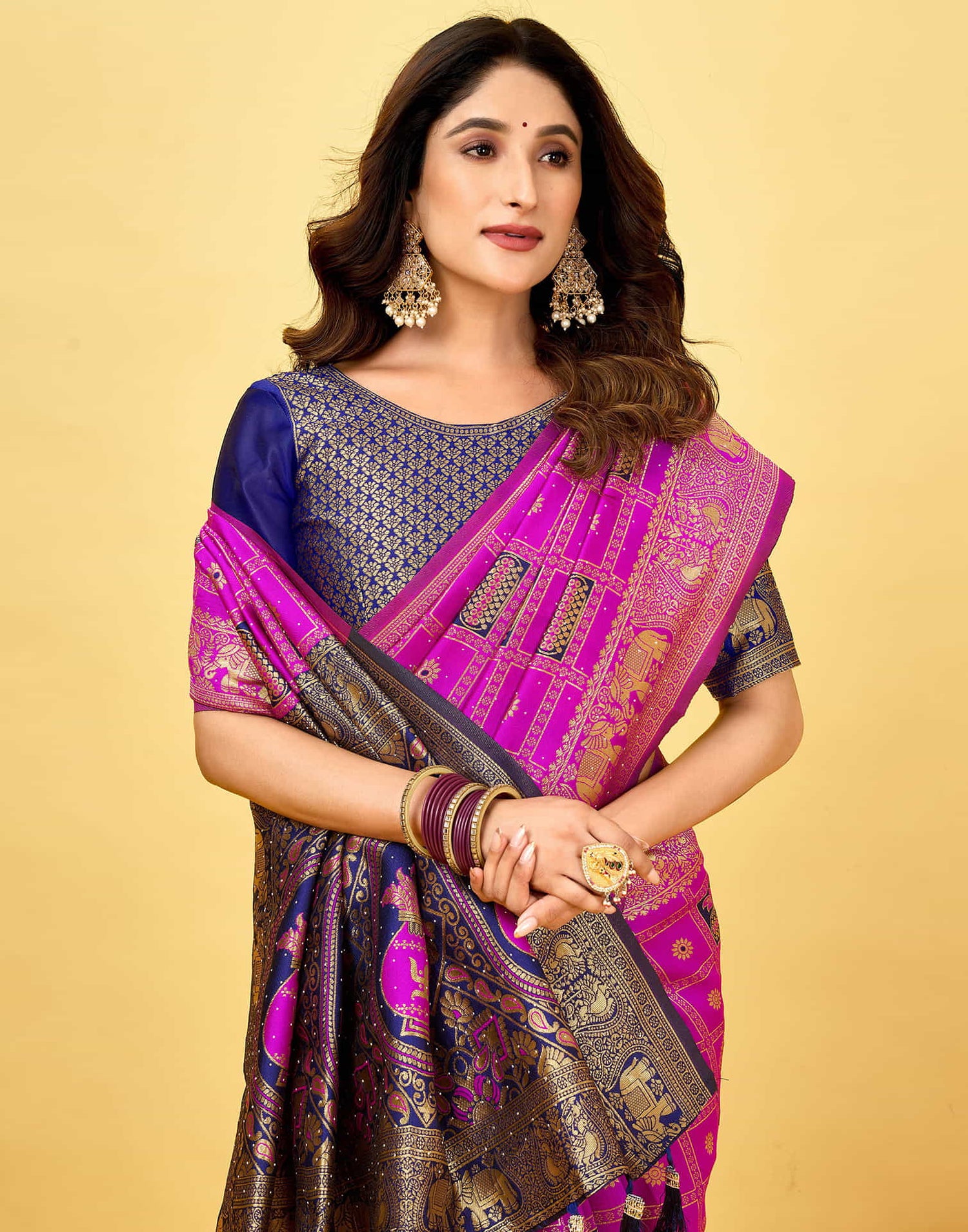 Magenta Silk Woven Patola Saree