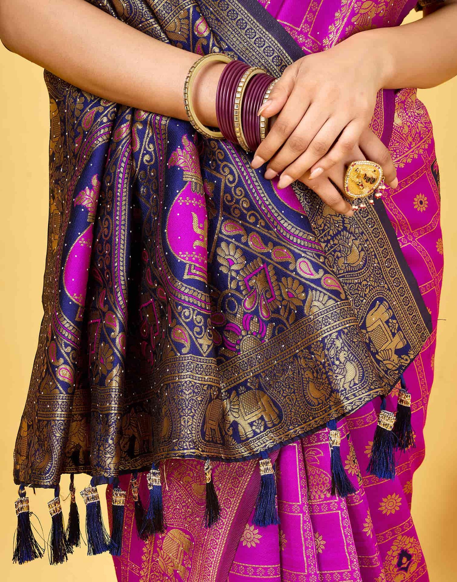 Magenta Silk Woven Patola Saree