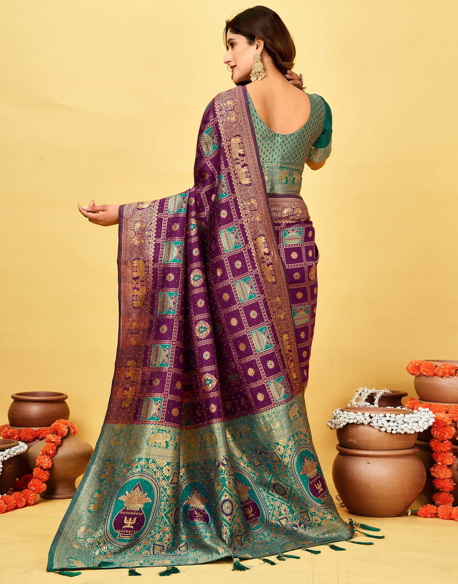 Dark Purple Silk Woven Patola Saree