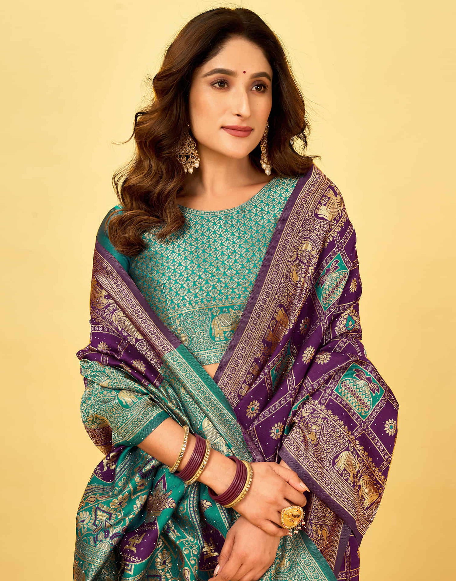 Dark Purple Silk Woven Patola Saree