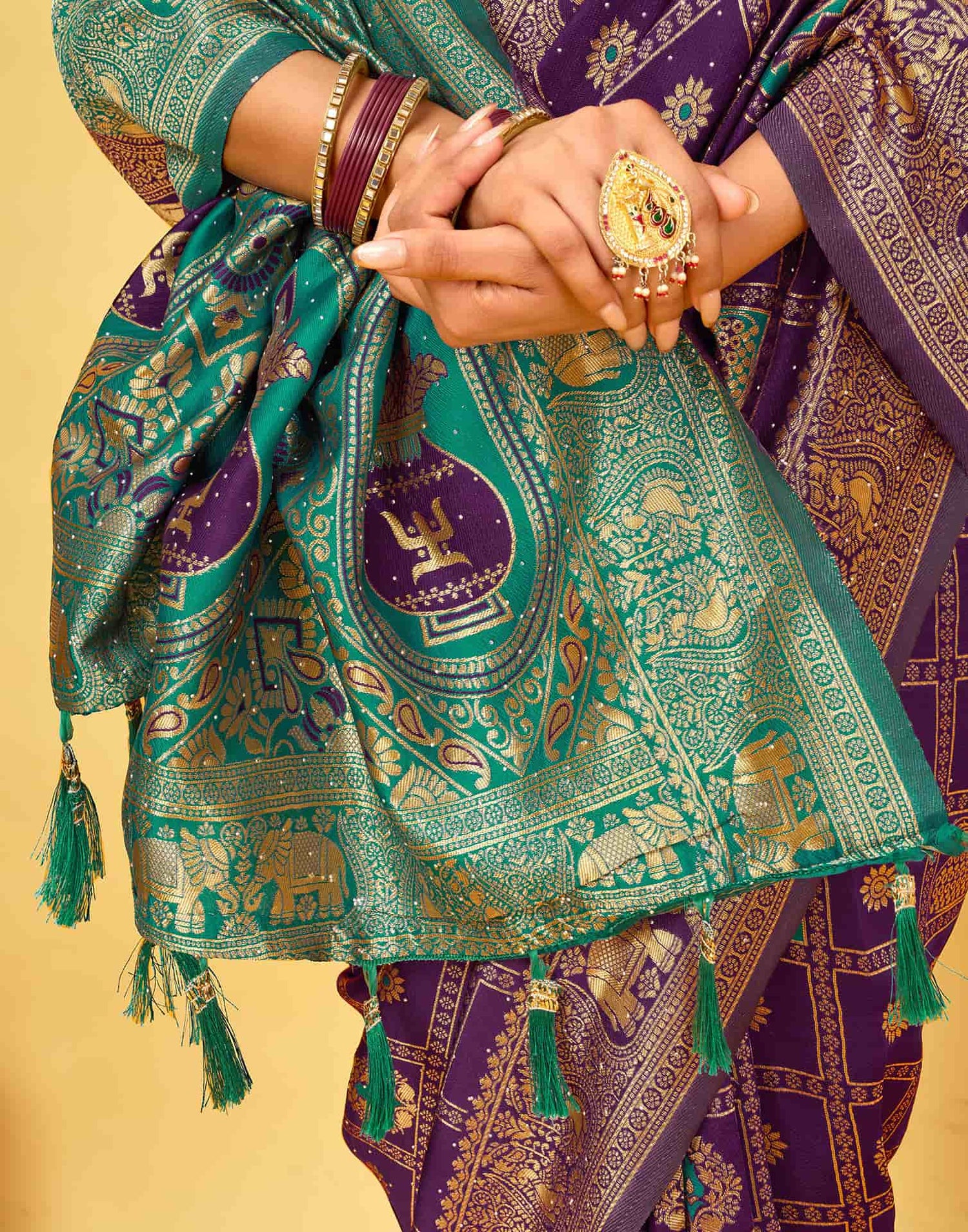 Dark Purple Silk Woven Patola Saree