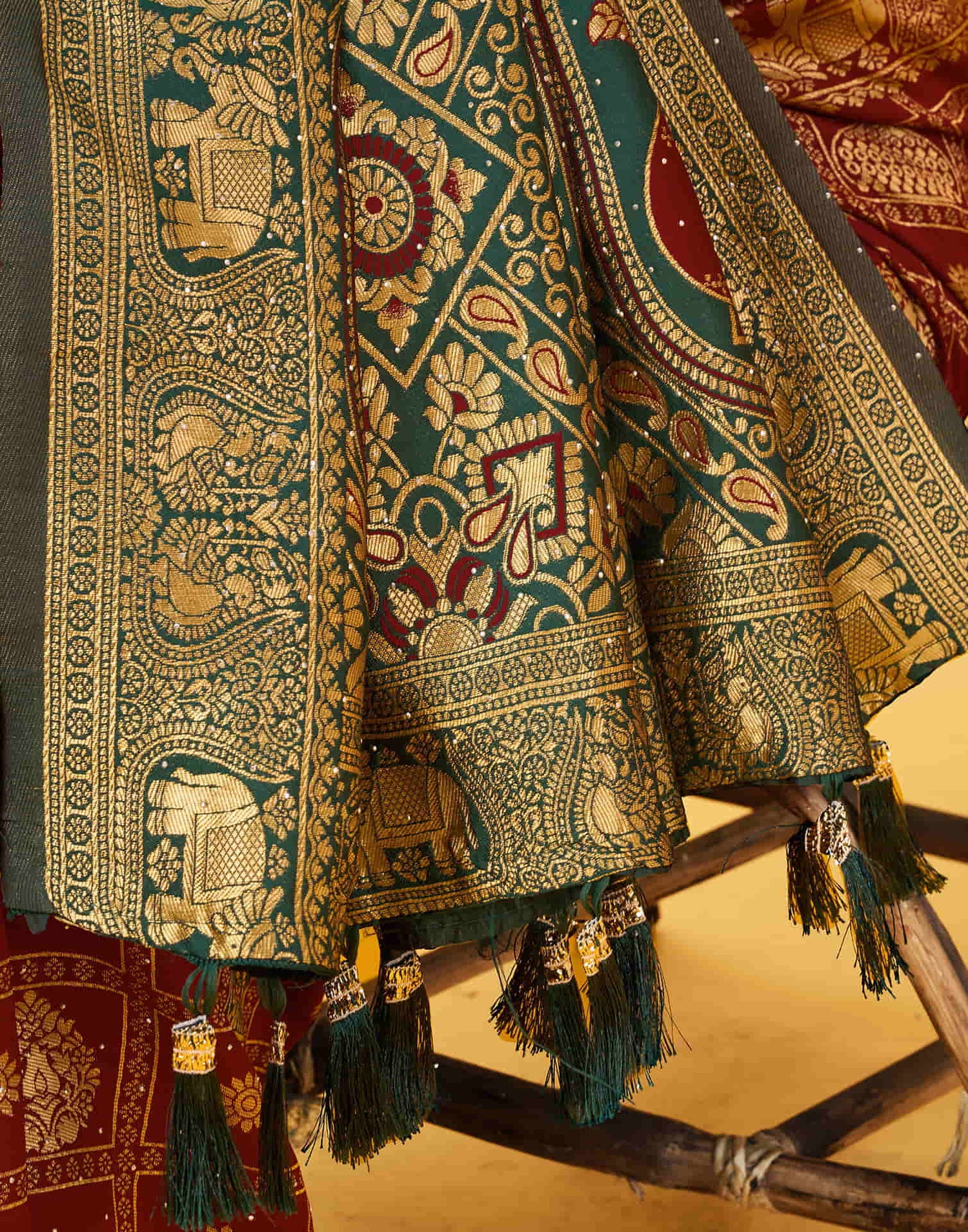 Maroon Silk Woven Patola Saree