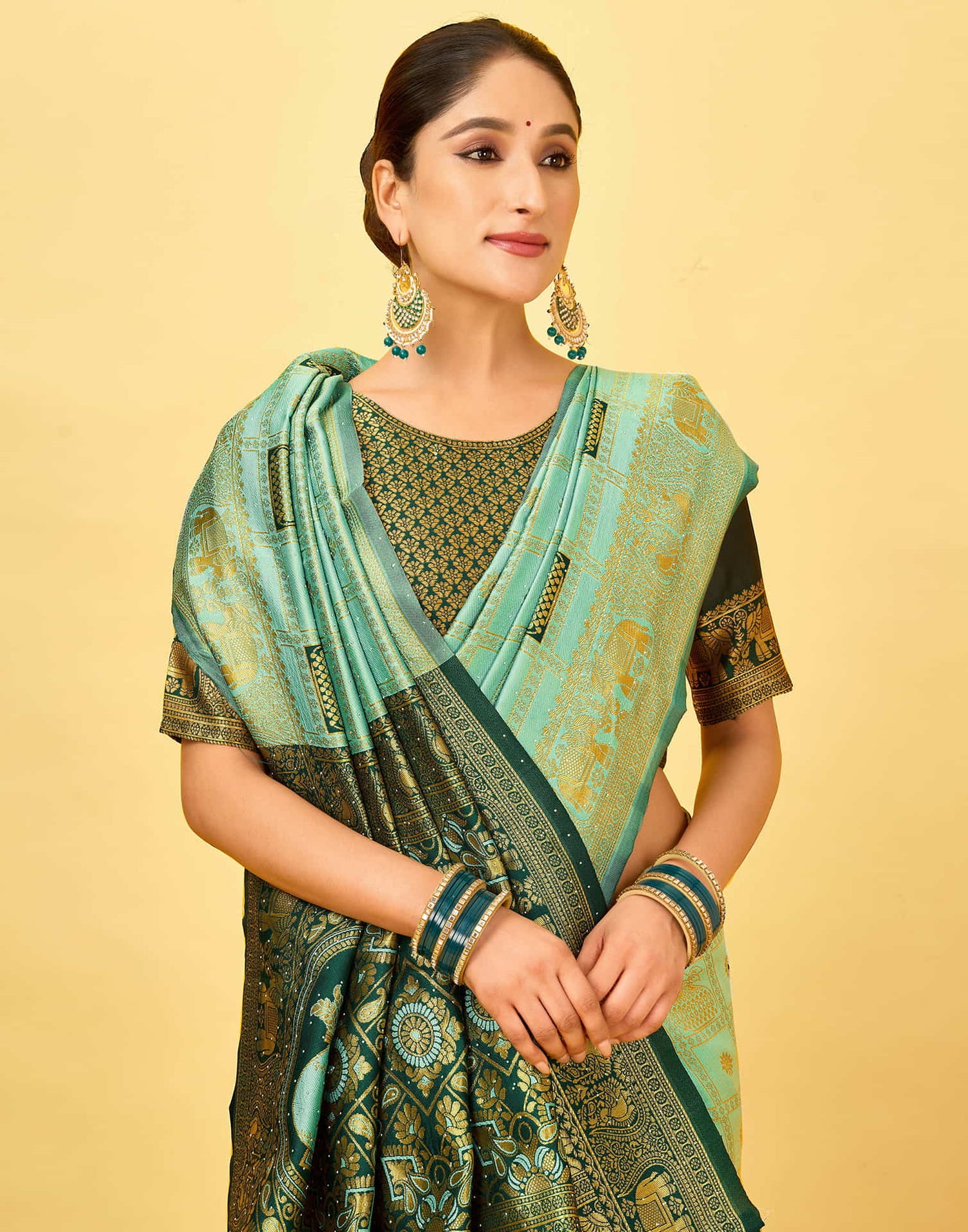 Light Mint Green Silk Woven Patola Saree